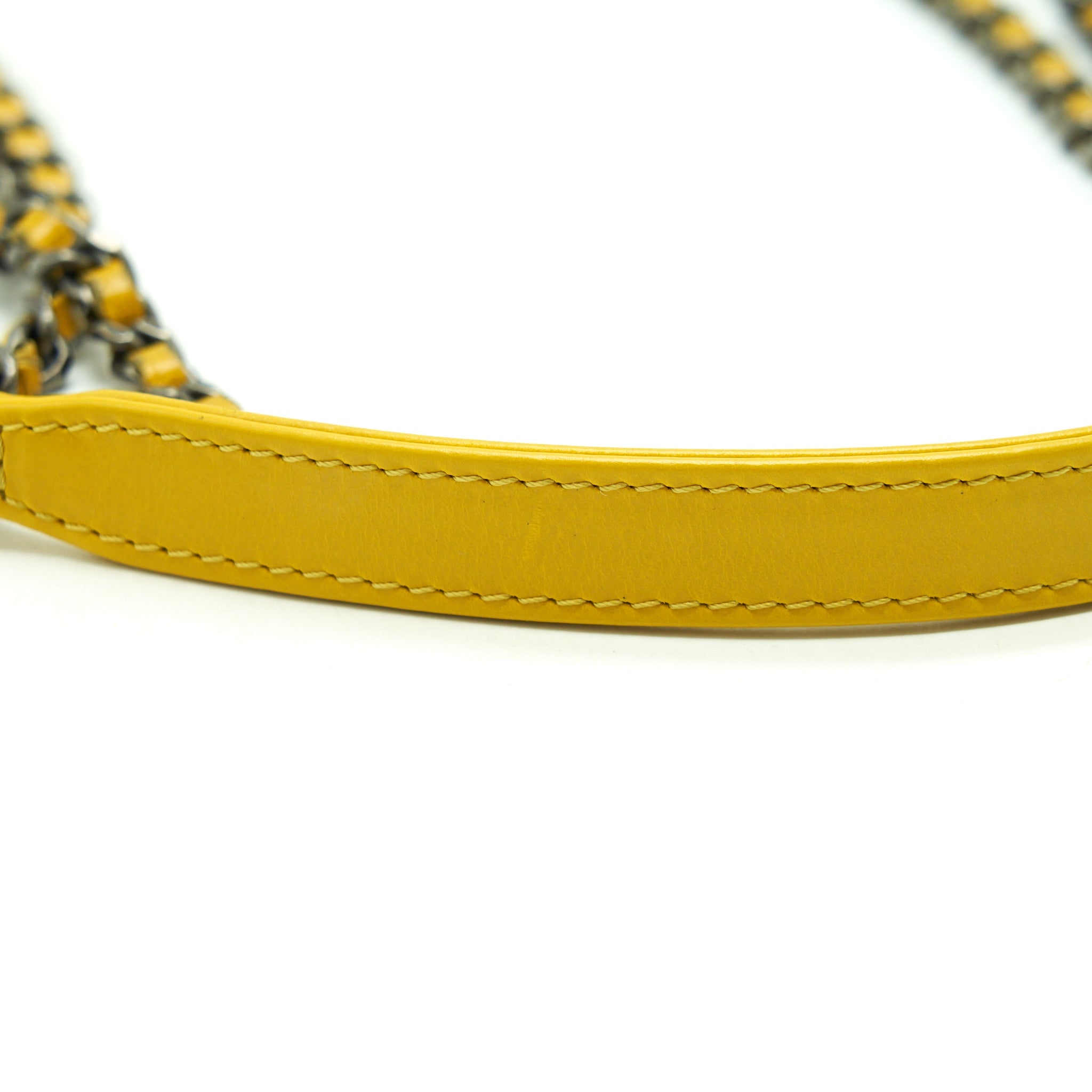 CHANEL SEASONAL LIMITED FLAP BAG LEATHER AND FABRIC YELLOW WITH RUTHENIUM HARDWARE