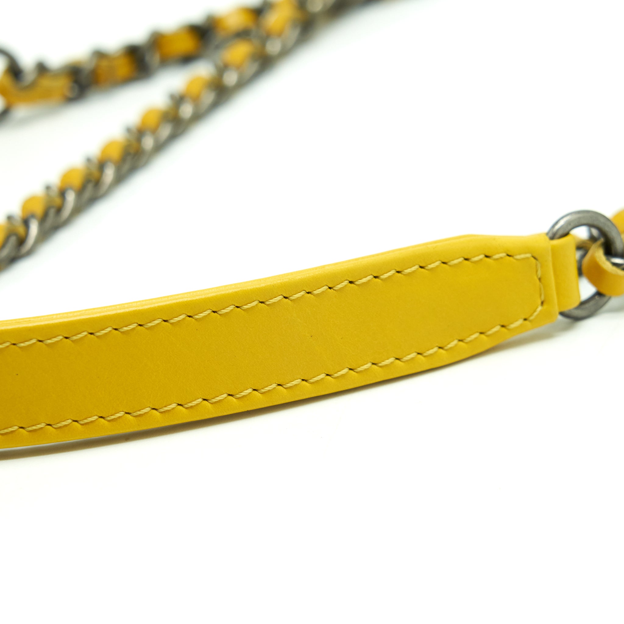 CHANEL SEASONAL LIMITED FLAP BAG LEATHER AND FABRIC YELLOW WITH RUTHENIUM HARDWARE