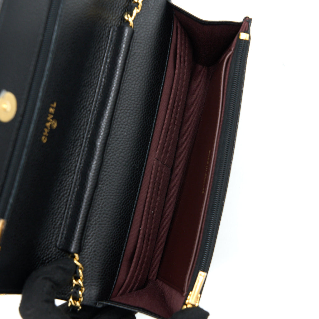CHANEL CLASSIC WALLET ON CHAIN CAVIAR BLACK GHW (MICROCHIP)