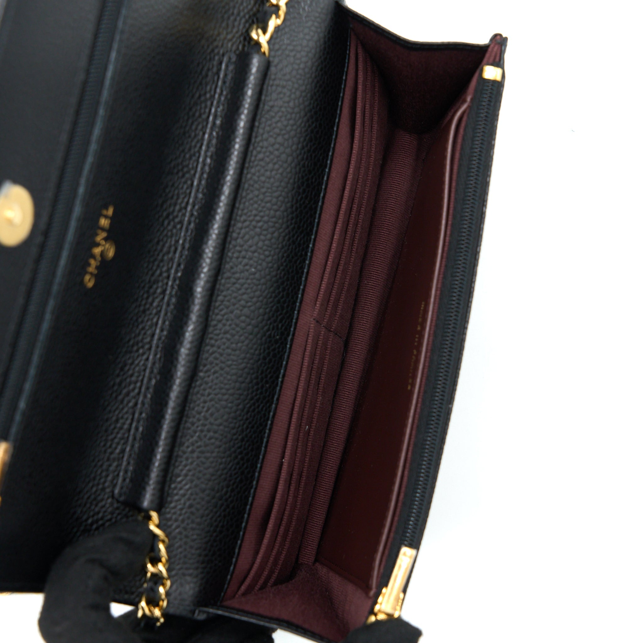 CHANEL CLASSIC WALLET ON CHAIN CAVIAR BLACK GHW (MICROCHIP)