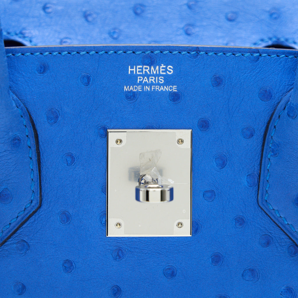 HERMES BIRKIN 30 OSTRICH 07 BLEUET SHW
