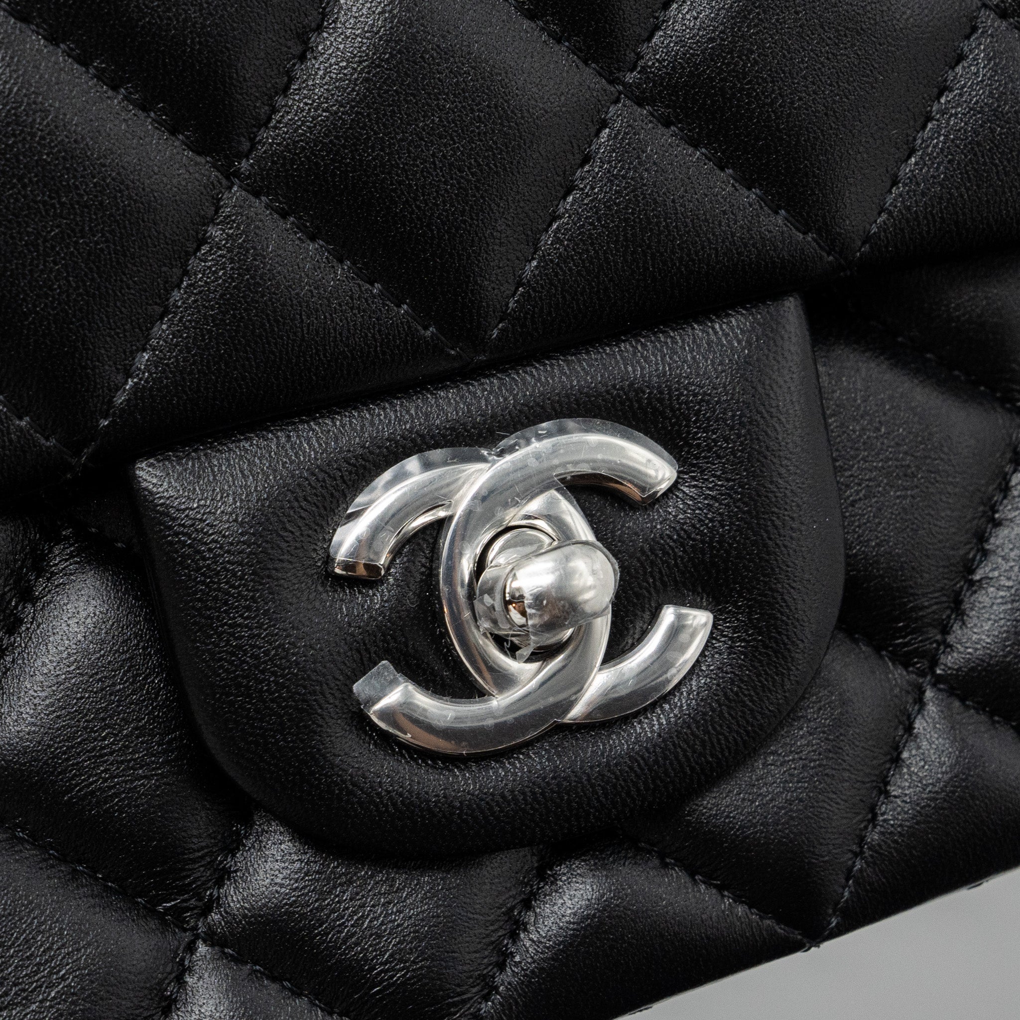 CHANEL MINI RECTANGULAR FLAP BAG LAMBSKIN BLACK WITH SHW (MICROCHIP)