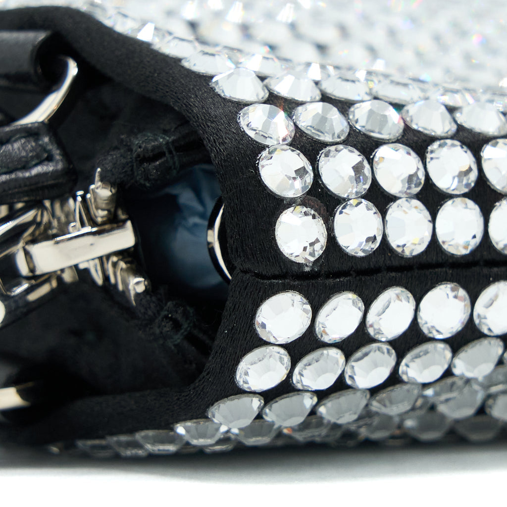 PRADA CRYSTAL SATIN HANDBAG WITH CRYSTAL BLACK SHW