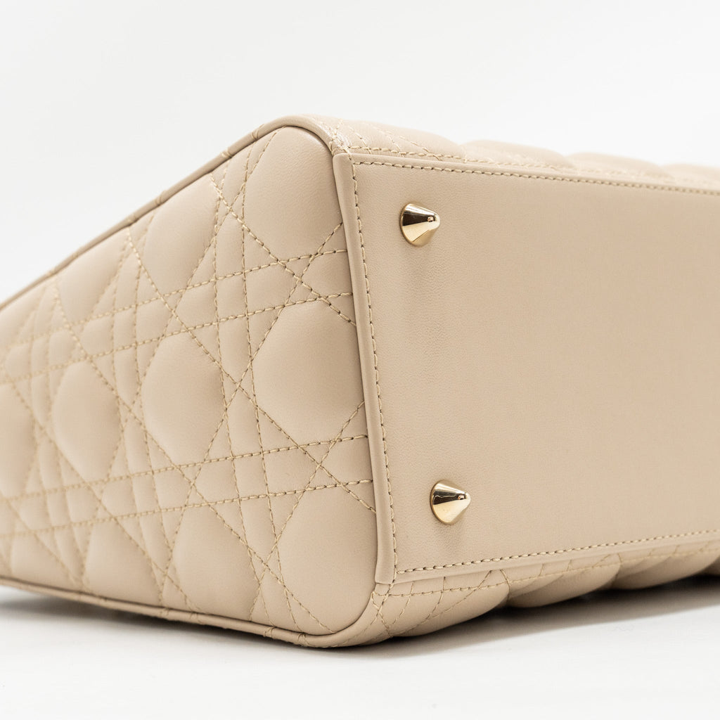 DIOR MEDIUM LADY DIOR LAMBSKIN BEIGE/BLUE LGHW
