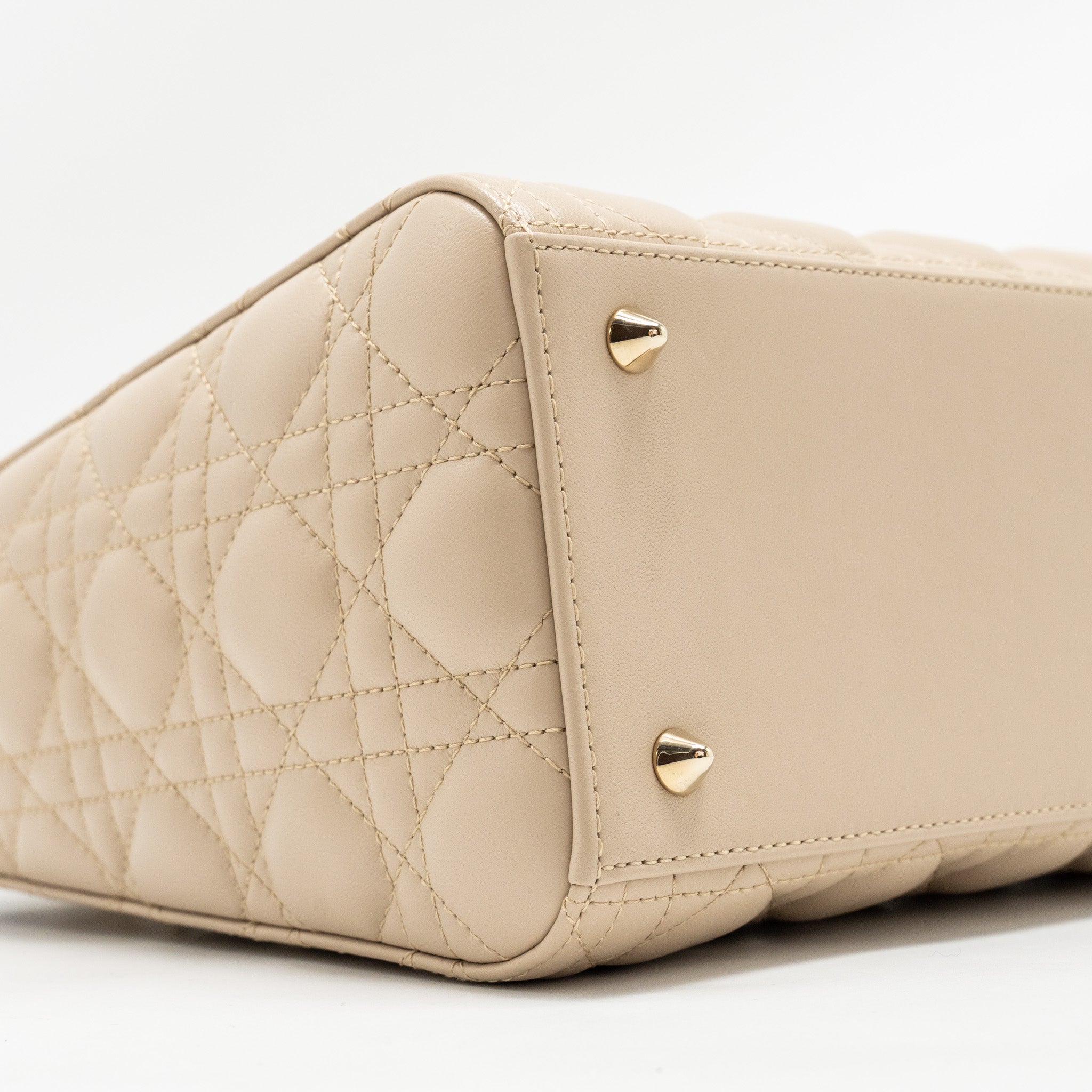 DIOR MEDIUM LADY DIOR LAMBSKIN BEIGE/BLUE LGHW