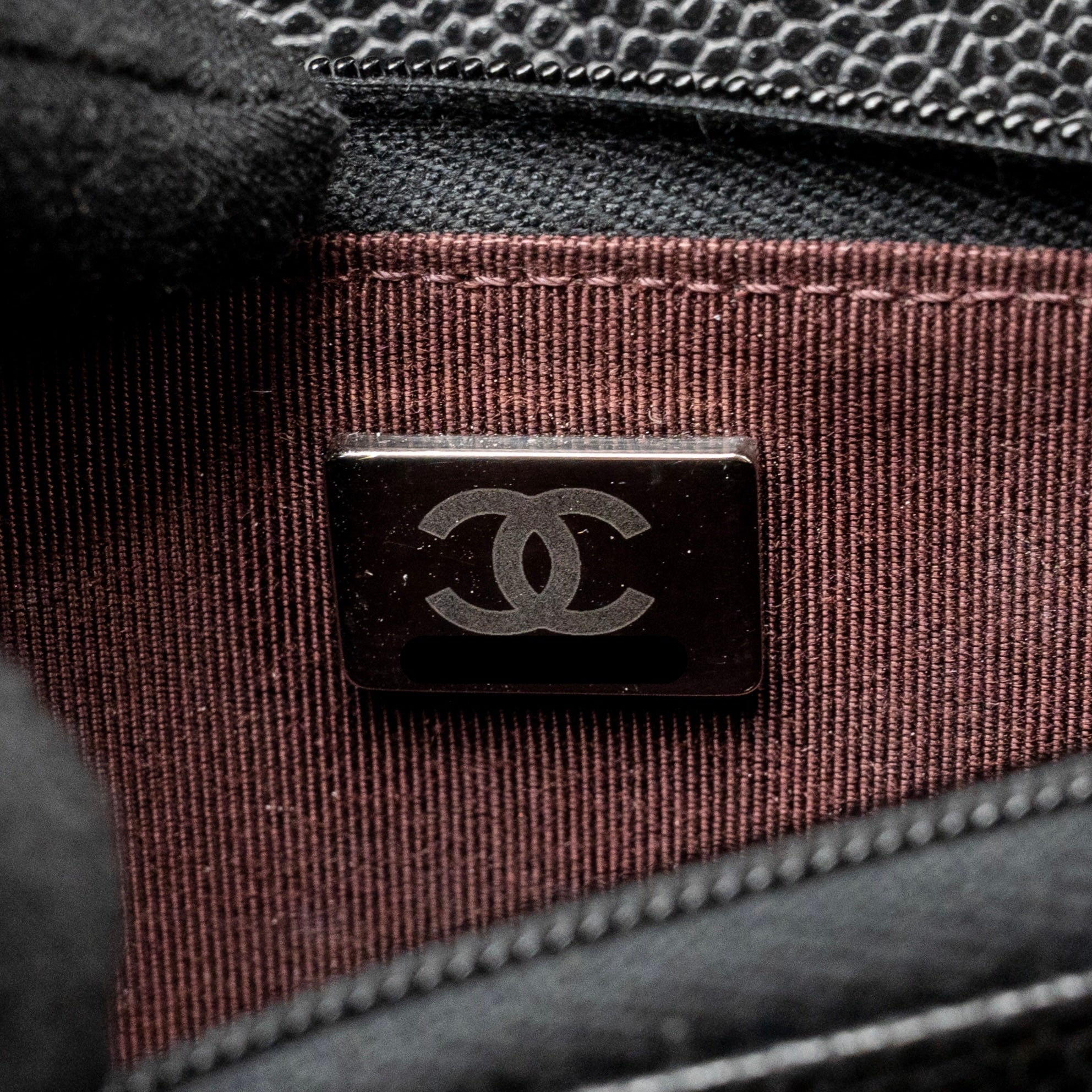 CHANEL CLASSIC WALLET ON CHAIN CAVIAR BLACK SHW (MICROCHIP)