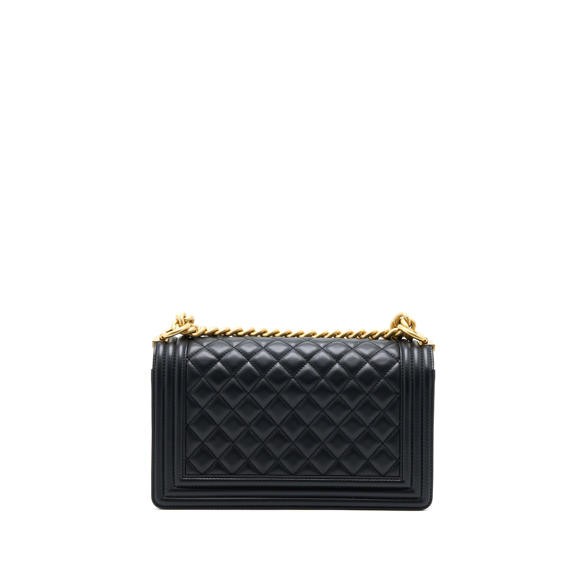 CHANEL MEDIUM BOY BAG CALFSKIN BLACK GHW (MICROCHIP)