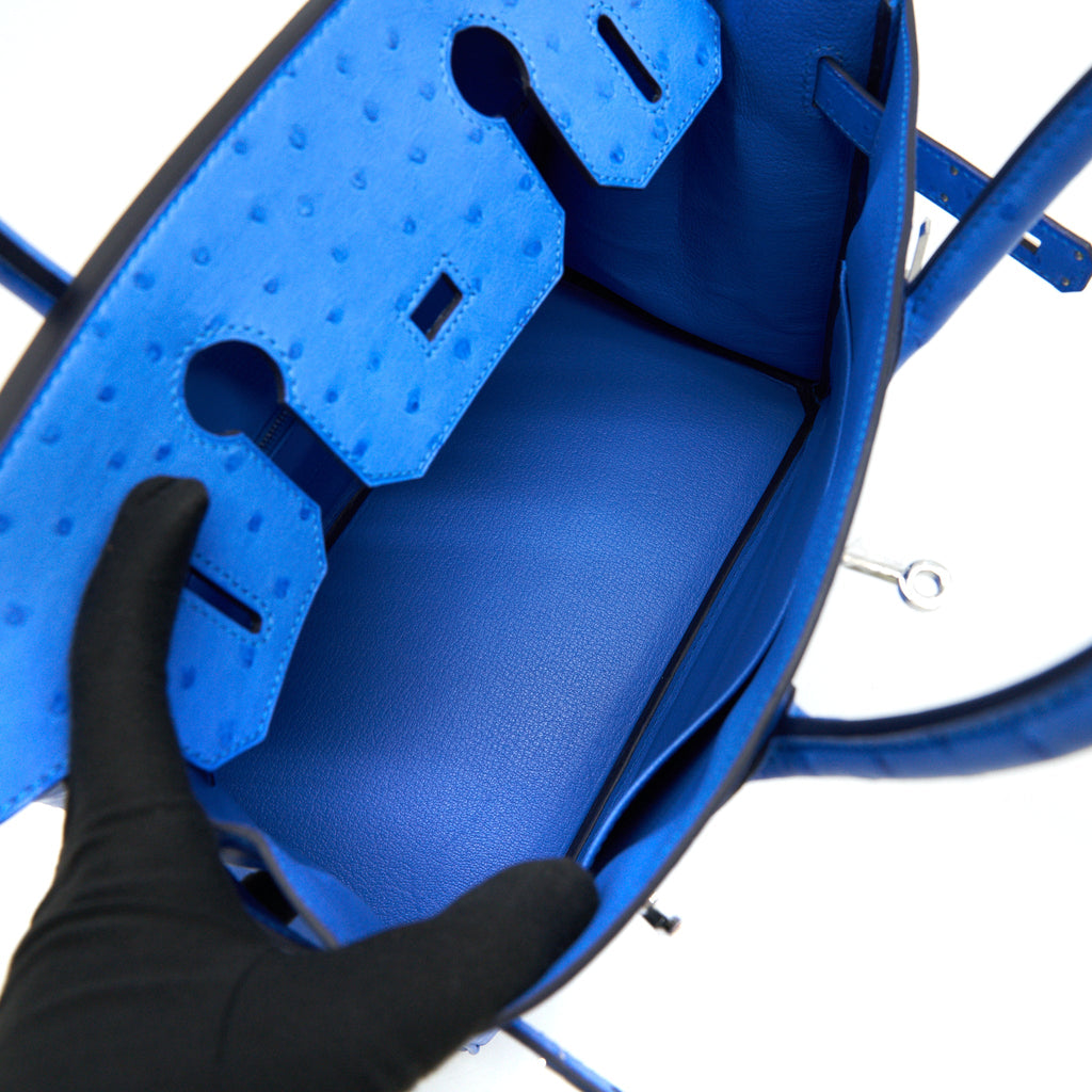 HERMES BIRKIN 30 OSTRICH 07 BLEUET SHW