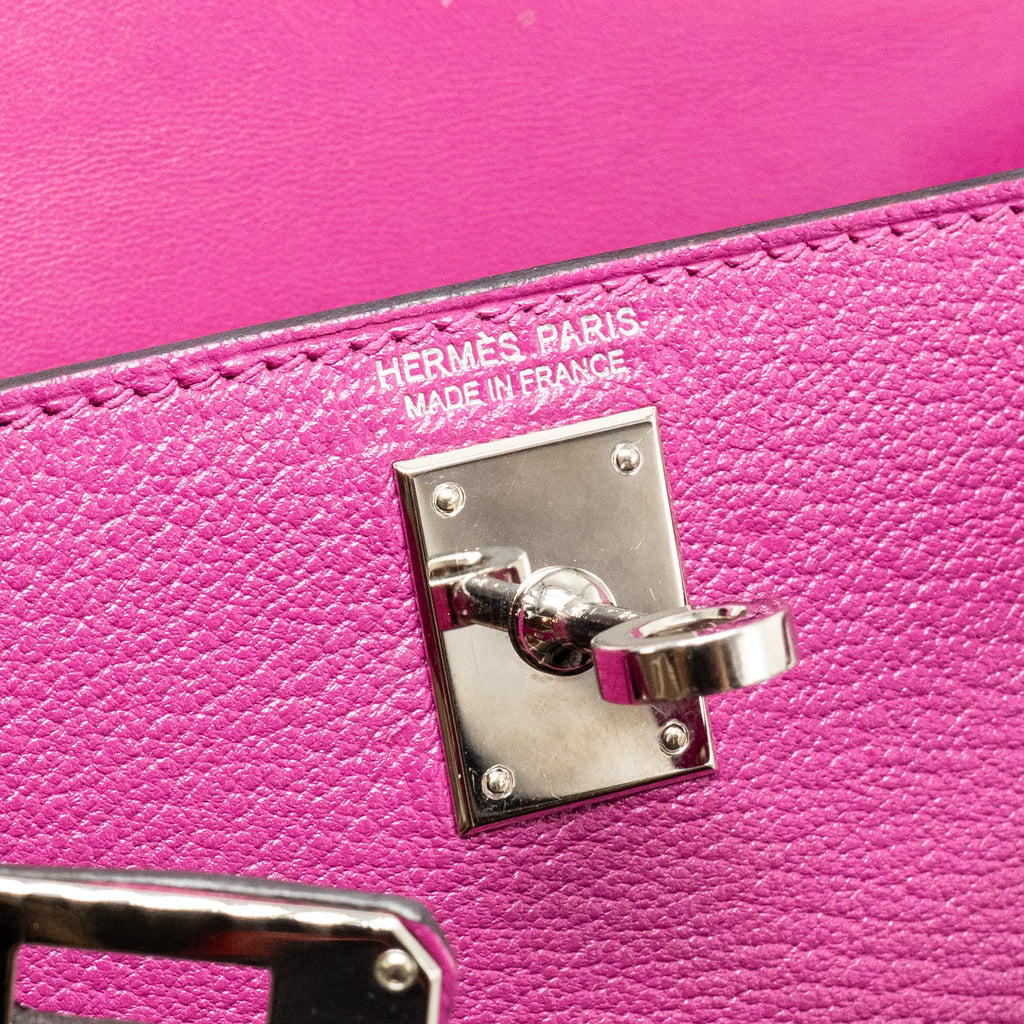 HERMES MINI KELLY CHÈVRE MYSORE ROSE POURPRE SHW