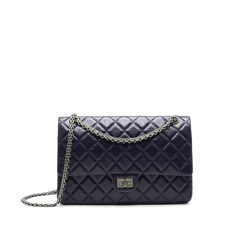 CHANEL REISSUE 226 IN DARK PURPLE WITH SILVER RUTHENIUM HARDWARE