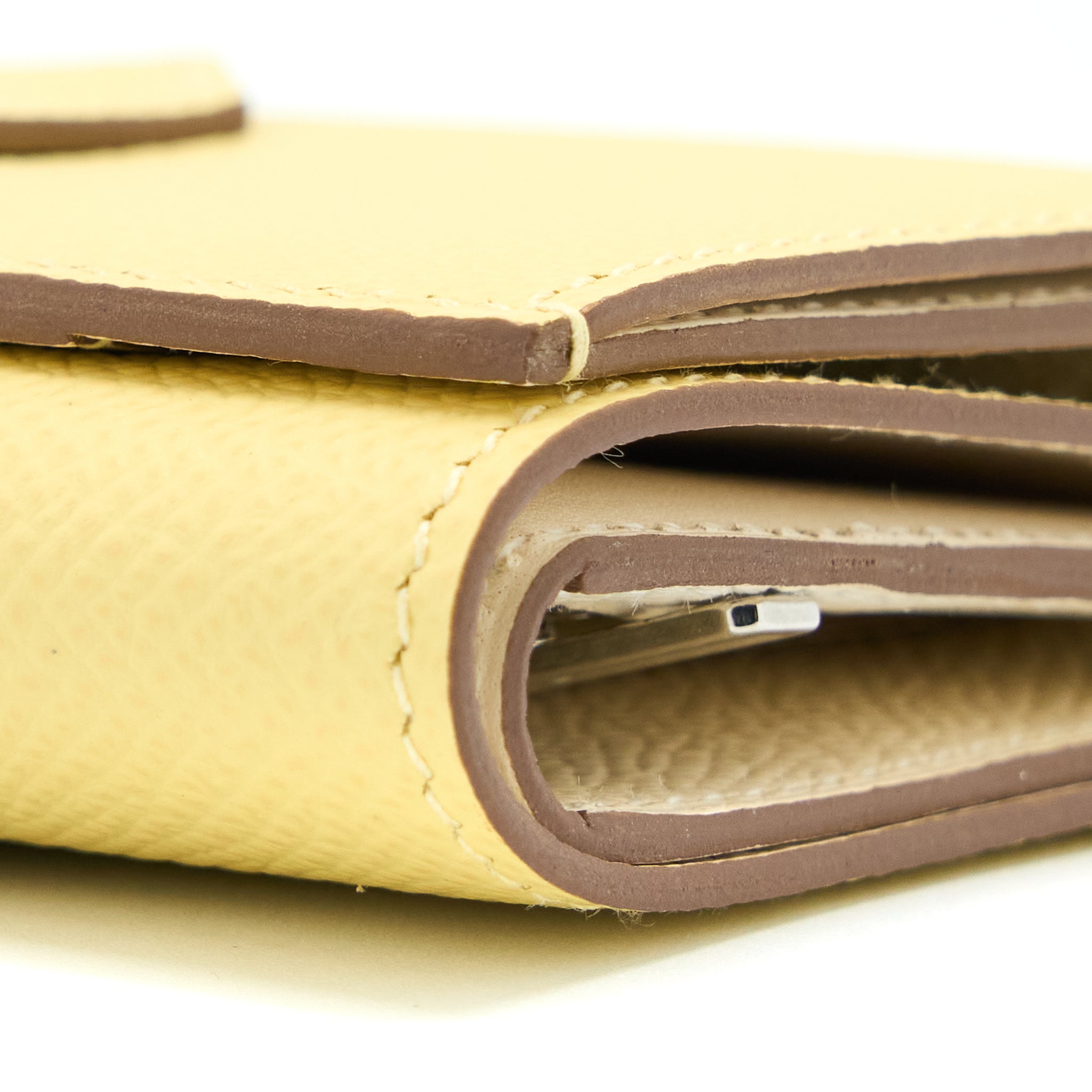 HERMES BEARN COMPACT WALLET EPSOM 1Z JAUNE POUSSIN SHW