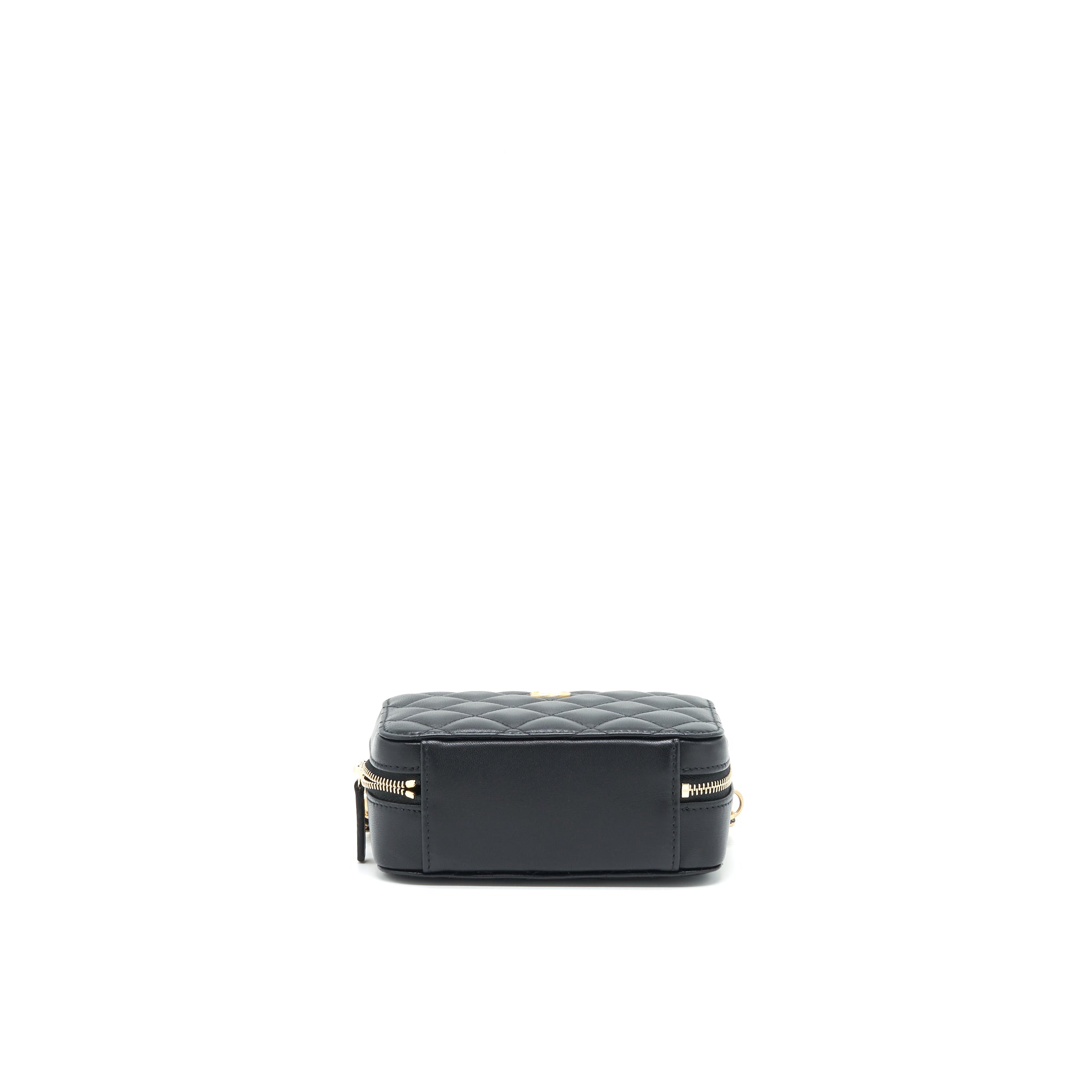 CHANEL PEARL CRUSH MINI CAMERA CASE WITH CHAIN LAMBSKIN BLACK GHW