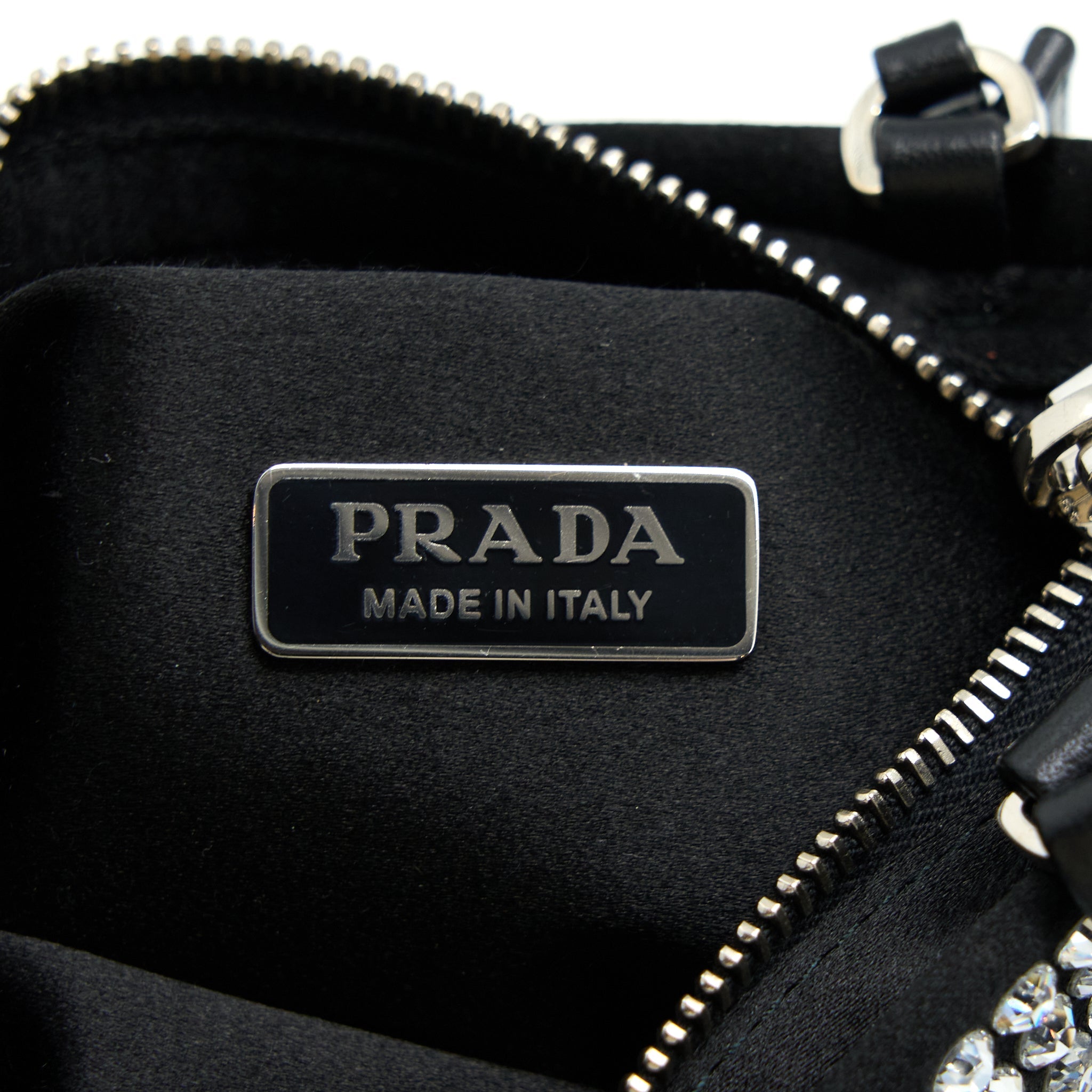 PRADA CRYSTAL SATIN HANDBAG WITH CRYSTAL BLACK SHW