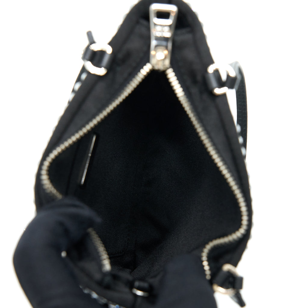 PRADA CRYSTAL SATIN HANDBAG WITH CRYSTAL BLACK SHW