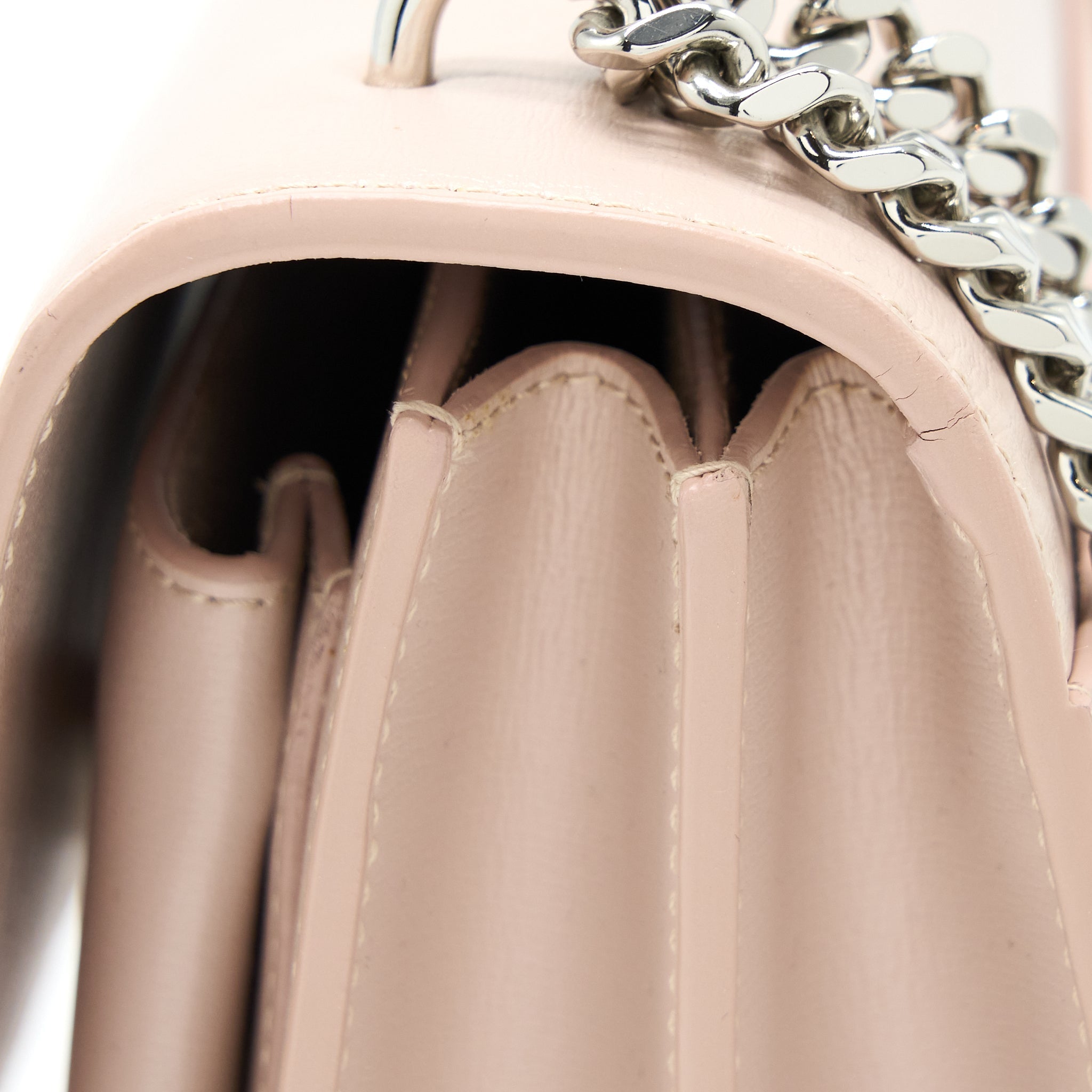 SAINT LAURENT MEDIUM SUNSET CHAIN BAG CALFSKIN LIGHT PINK SHW