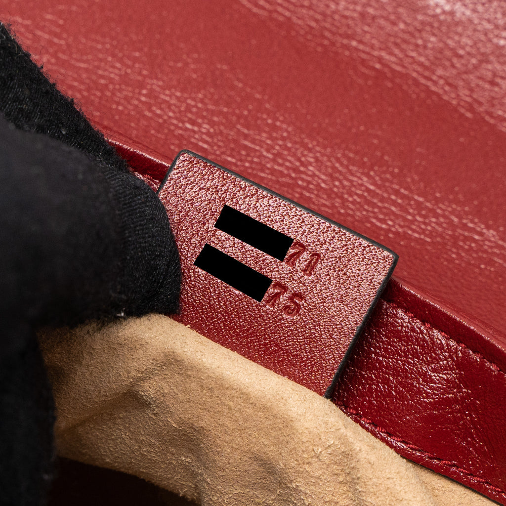 GUCCI GG MARMONT MINI TOP HANDLE BAG CALFSKIN BLACK/RED GHW
