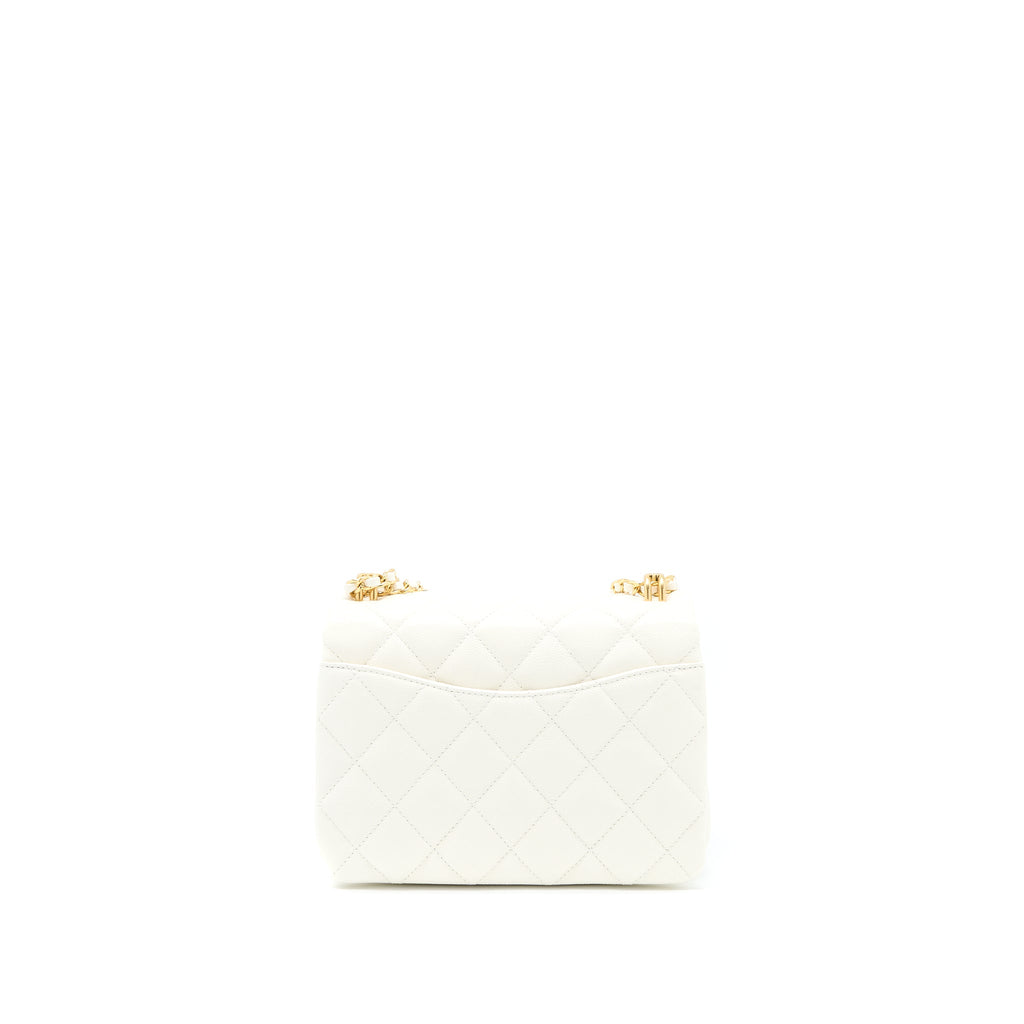 CHANEL 22K COCO FIRST CAVIAR WHITE GHW (MICROCHIP)