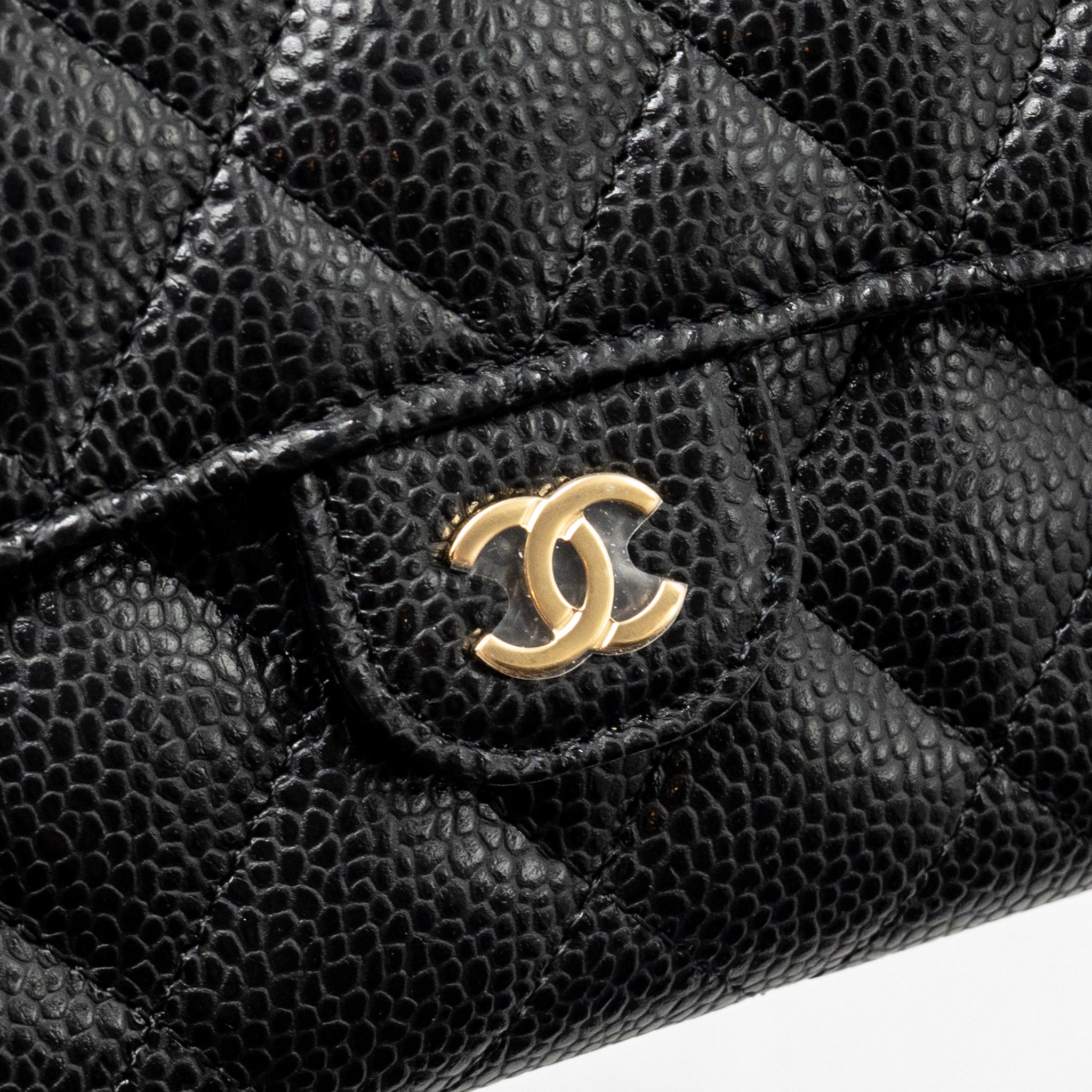 CHANEL MEDIUM CLASSIC FLAP COMPACT WALLET CAVIAR BLACK GHW(MICROCHIP)
