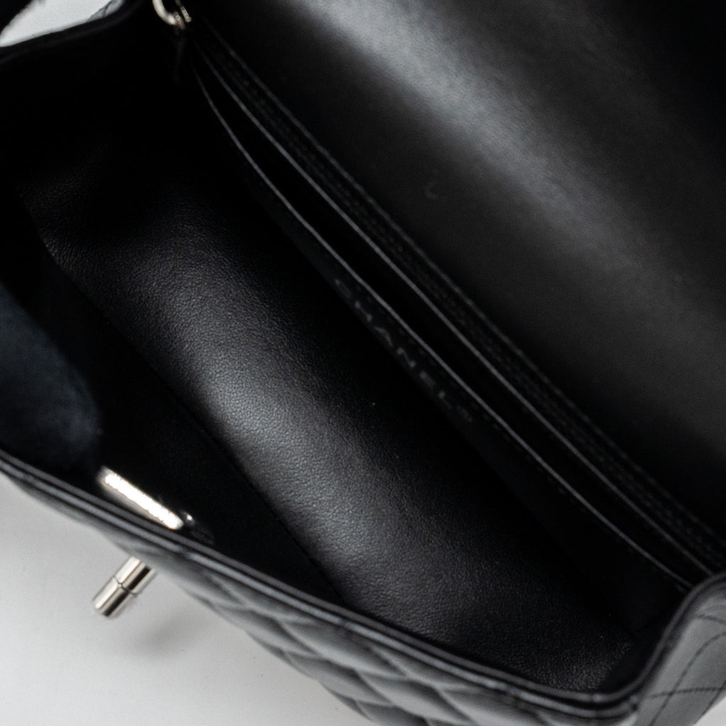 CHANEL MINI RECTANGULAR FLAP BAG LAMBSKIN BLACK WITH SHW (MICROCHIP)