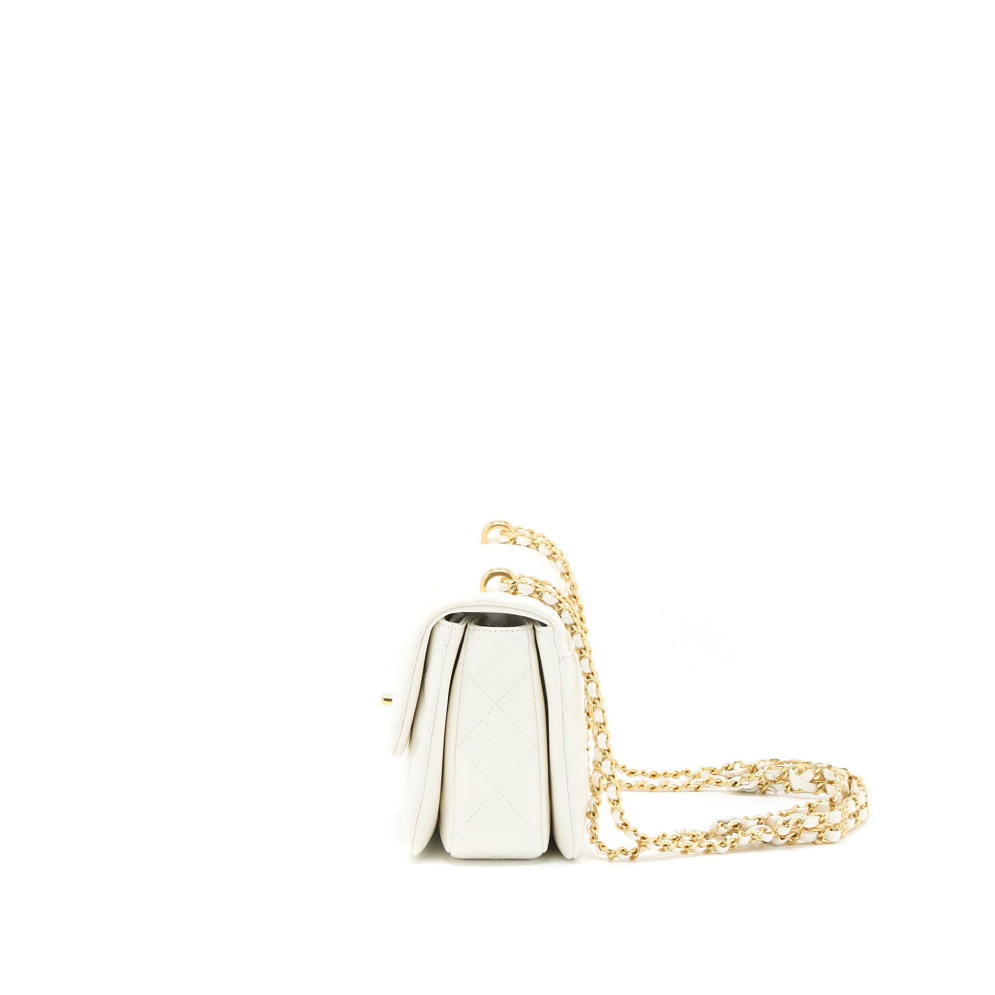 CHANEL 22K COCO FIRST CAVIAR WHITE GHW (MICROCHIP)