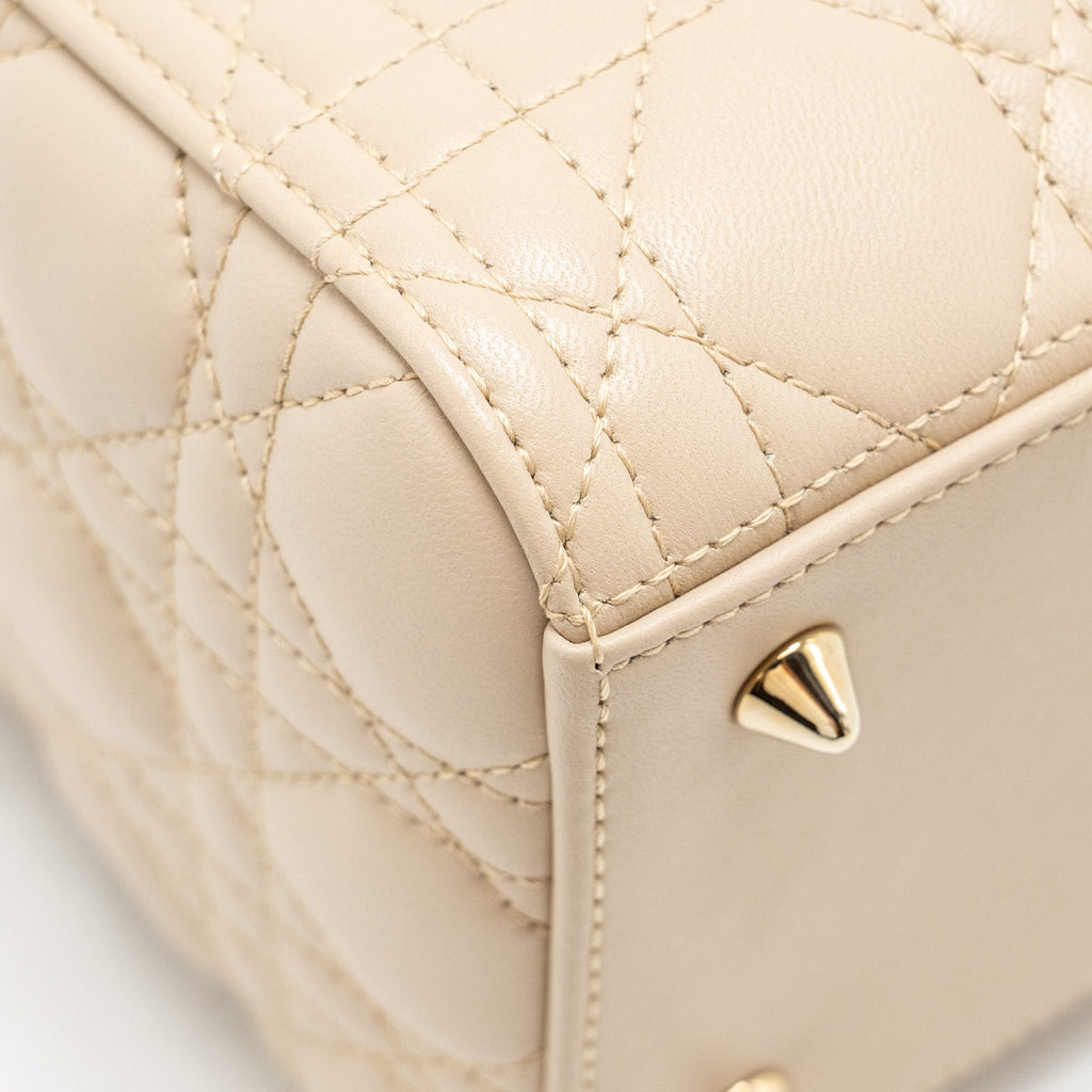 DIOR MEDIUM LADY DIOR LAMBSKIN BEIGE/BLUE LGHW