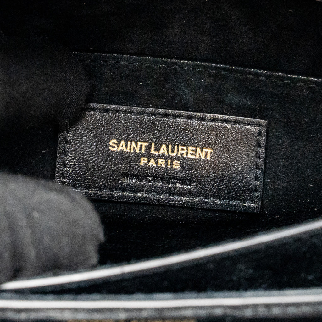 SAINT LAURENT/YSL SUNSET MEDIUM CROCODILE-EMBOSSED CALFSKIN BLACK GHW