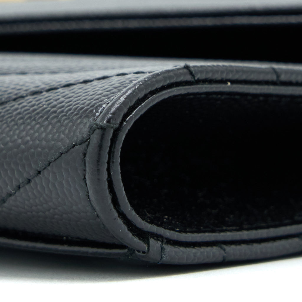 SAINT LAURENT/YSL ENVELOP CLUTCH GRAINED CALFSKIN BLACK GHW