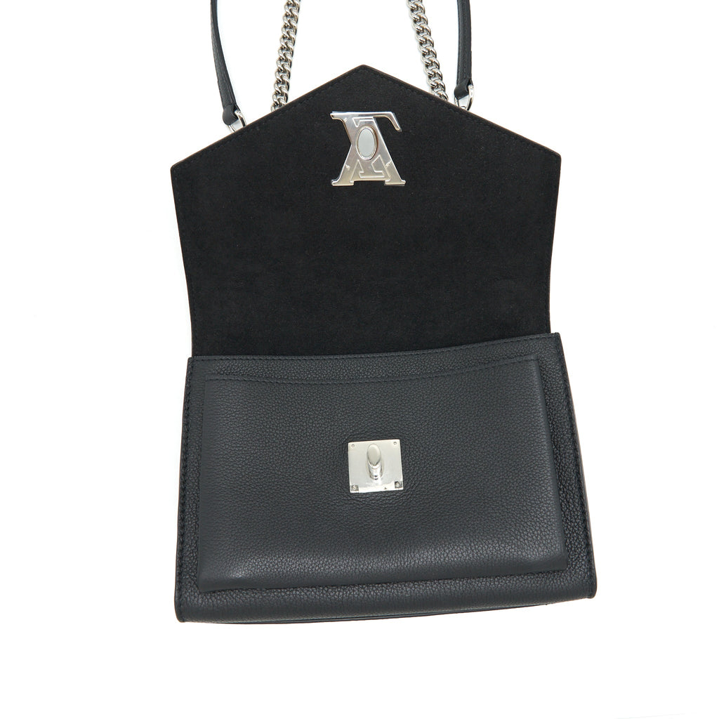 LOUIS VUITTON MYLOCKME SATCHEL CHAIN BAG CALFSKIN BLACK SHW