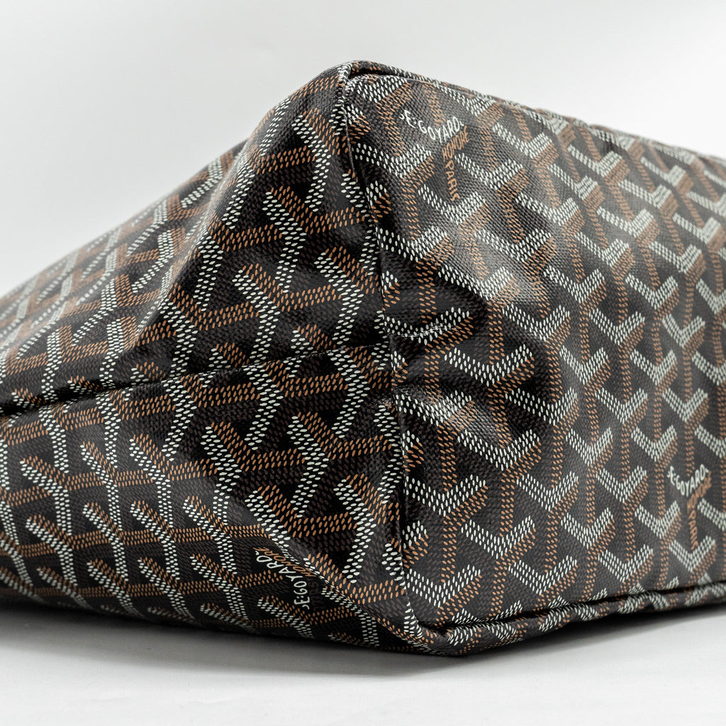 GOYARD SAINT LOUIS PM TOTE BAG GOYARDINE CANVAS / CALFSKIN BLACK SHW