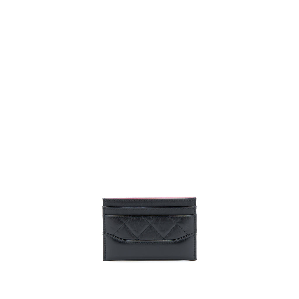CHANEL GABRIELLE CARD HOLDER AGED CALFSKIN BLACK GHW