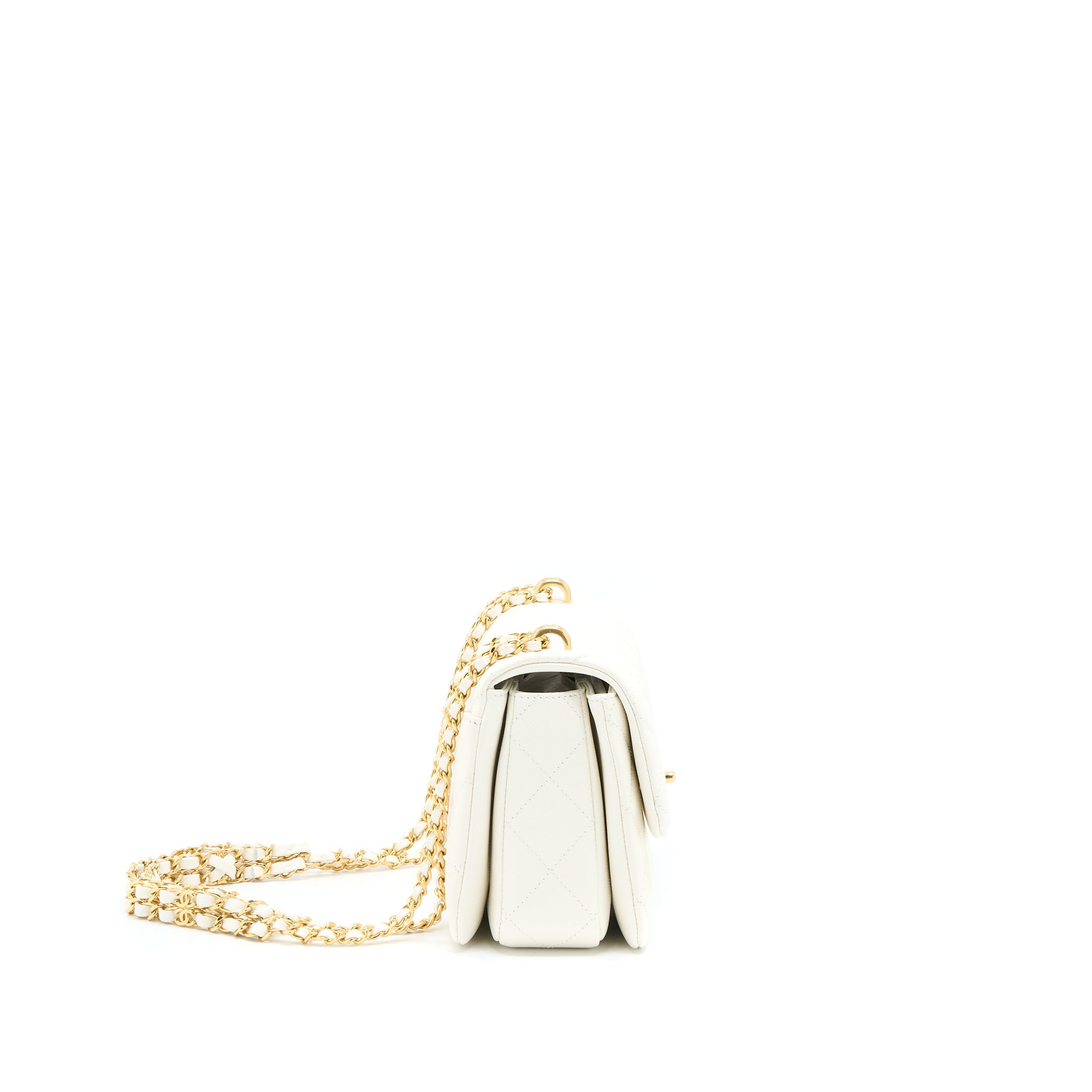 CHANEL 22K COCO FIRST CAVIAR WHITE GHW (MICROCHIP)