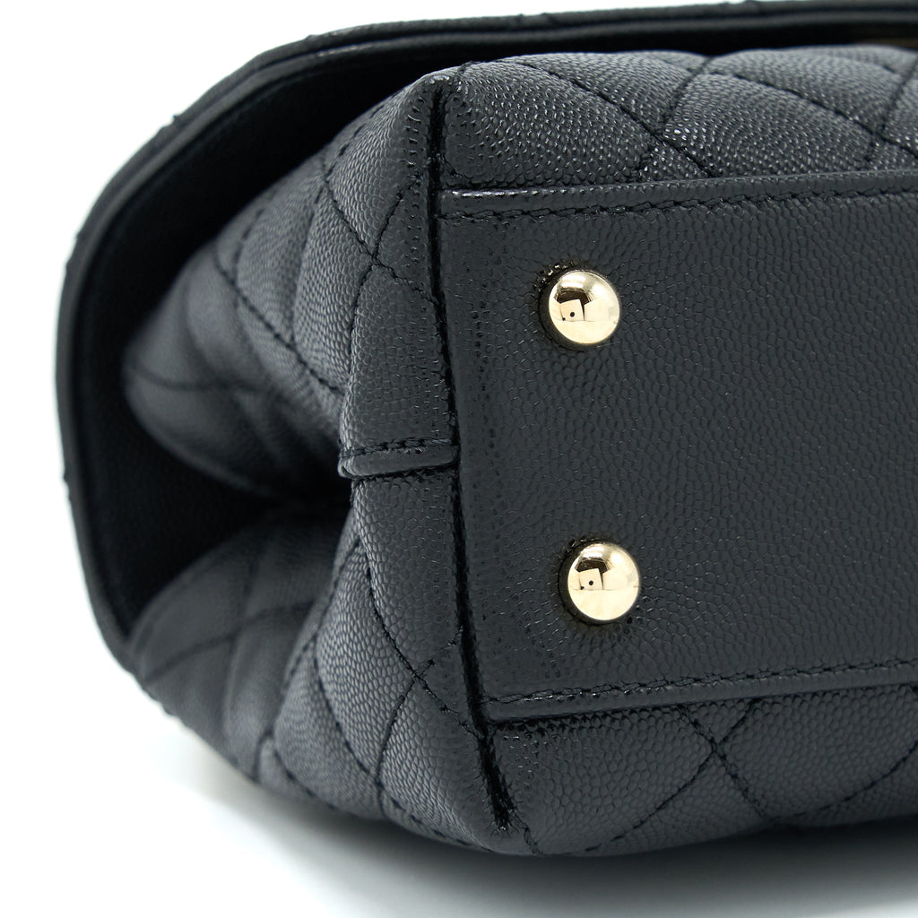 CHANEL SMALL COCO HANDLE CAVIAR BLACK LGHW (MICROCHIP)