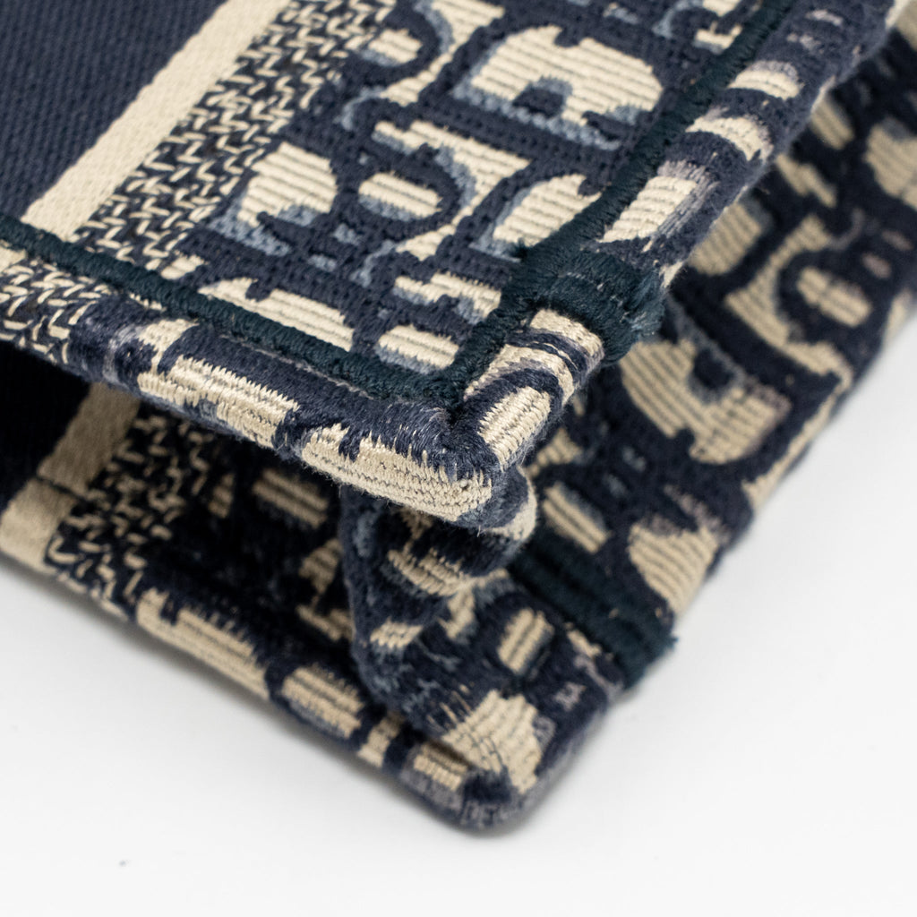 DIOR MINI BOOK TOTE OBLIQUE EMBROIDERY BLUE