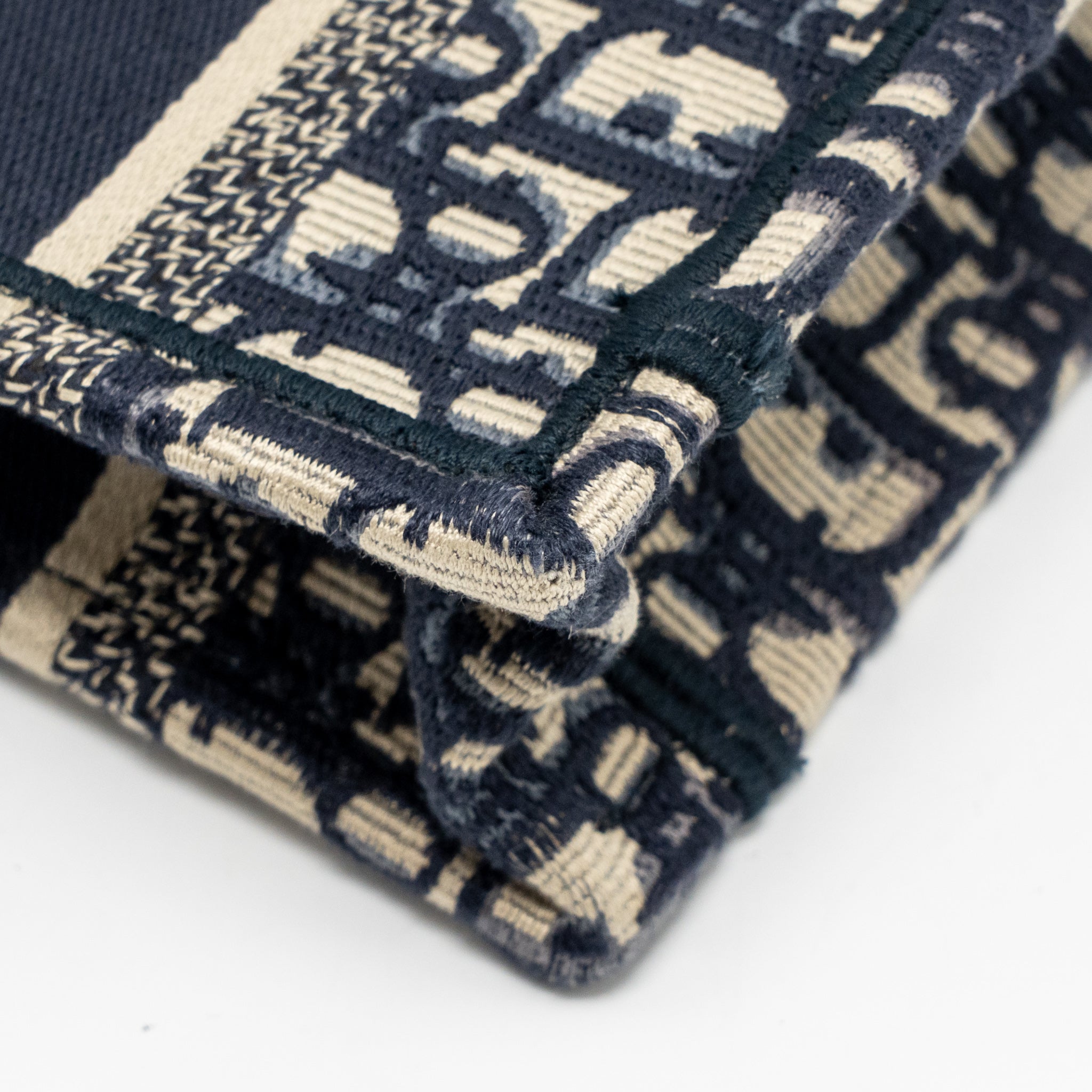 DIOR MINI BOOK TOTE OBLIQUE EMBROIDERY BLUE