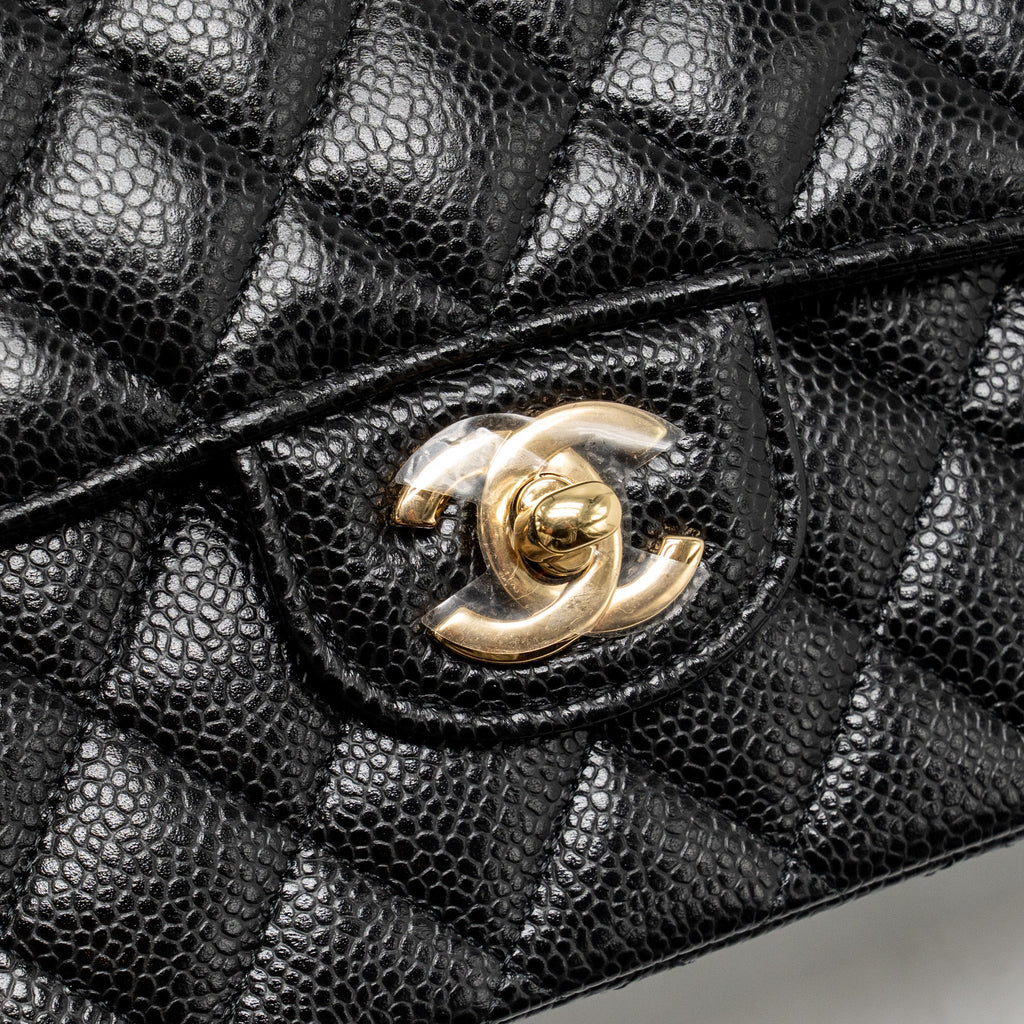 CHANEL MEDIUM CLASSIC DOUBLE FLAP BAG CAVIAR BLACK GHW