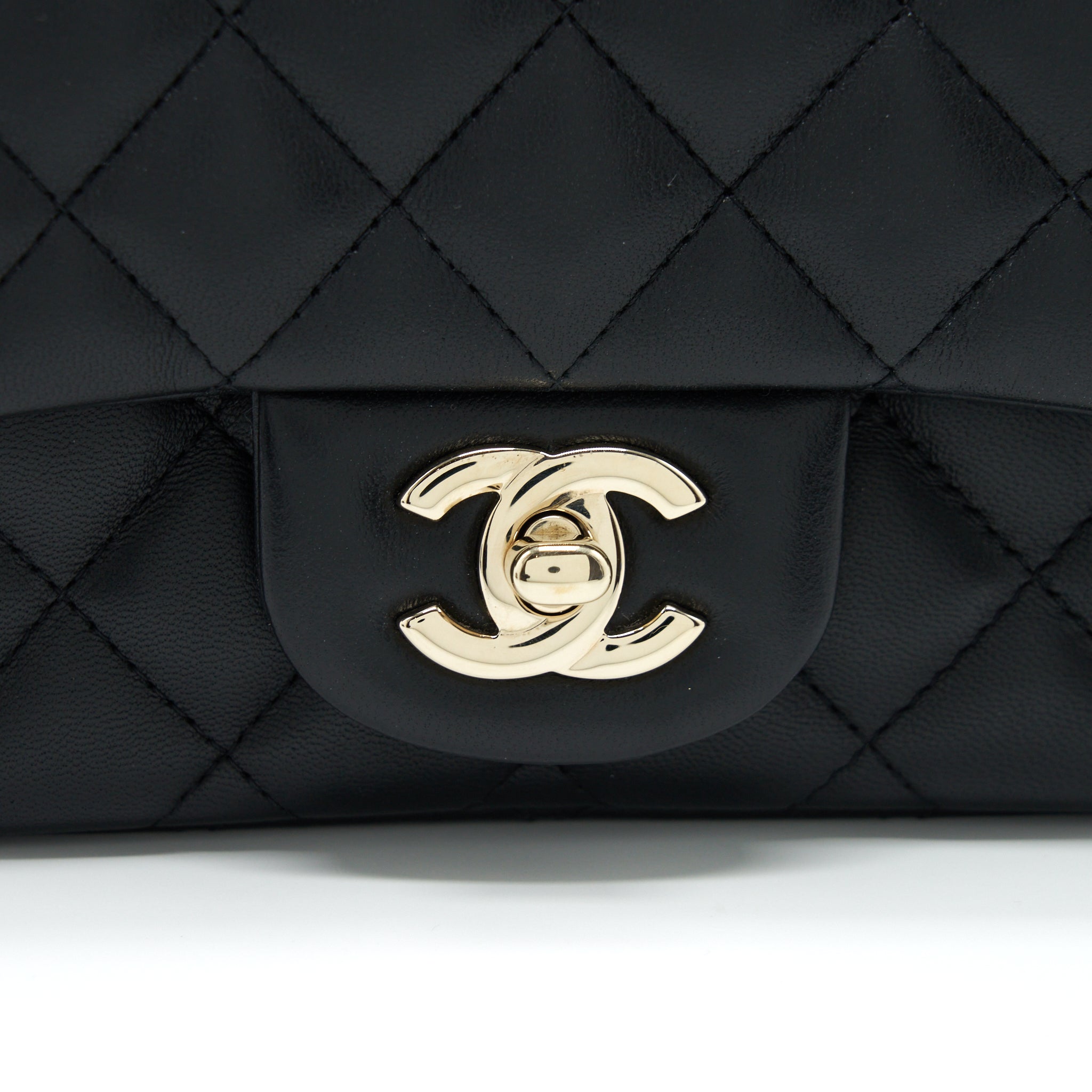 CHANEL MINI SQUARE FLAP BAG LAMBSKIN BLACK LGHW
