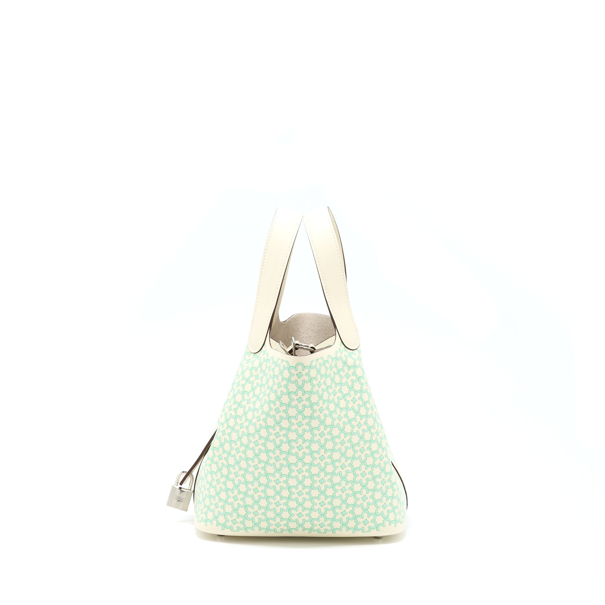 HERMES PICOTIN 18 LUCKY DAISY LOCK BAG SWIFT NATA/VERT/BLANC SHW