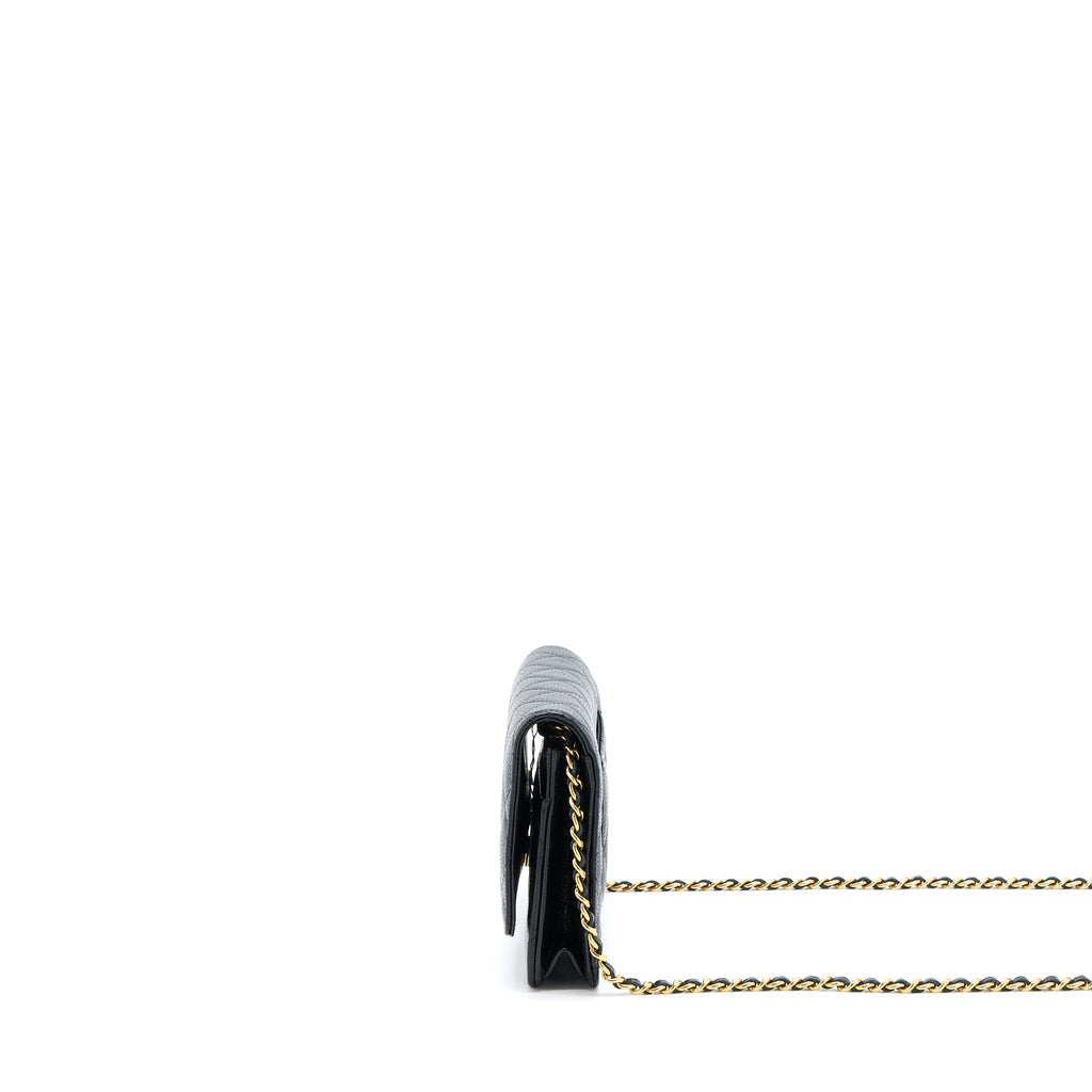 CHANEL CLASSIC WALLET ON CHAIN CAVIAR BLACK GHW (MICROCHIP)