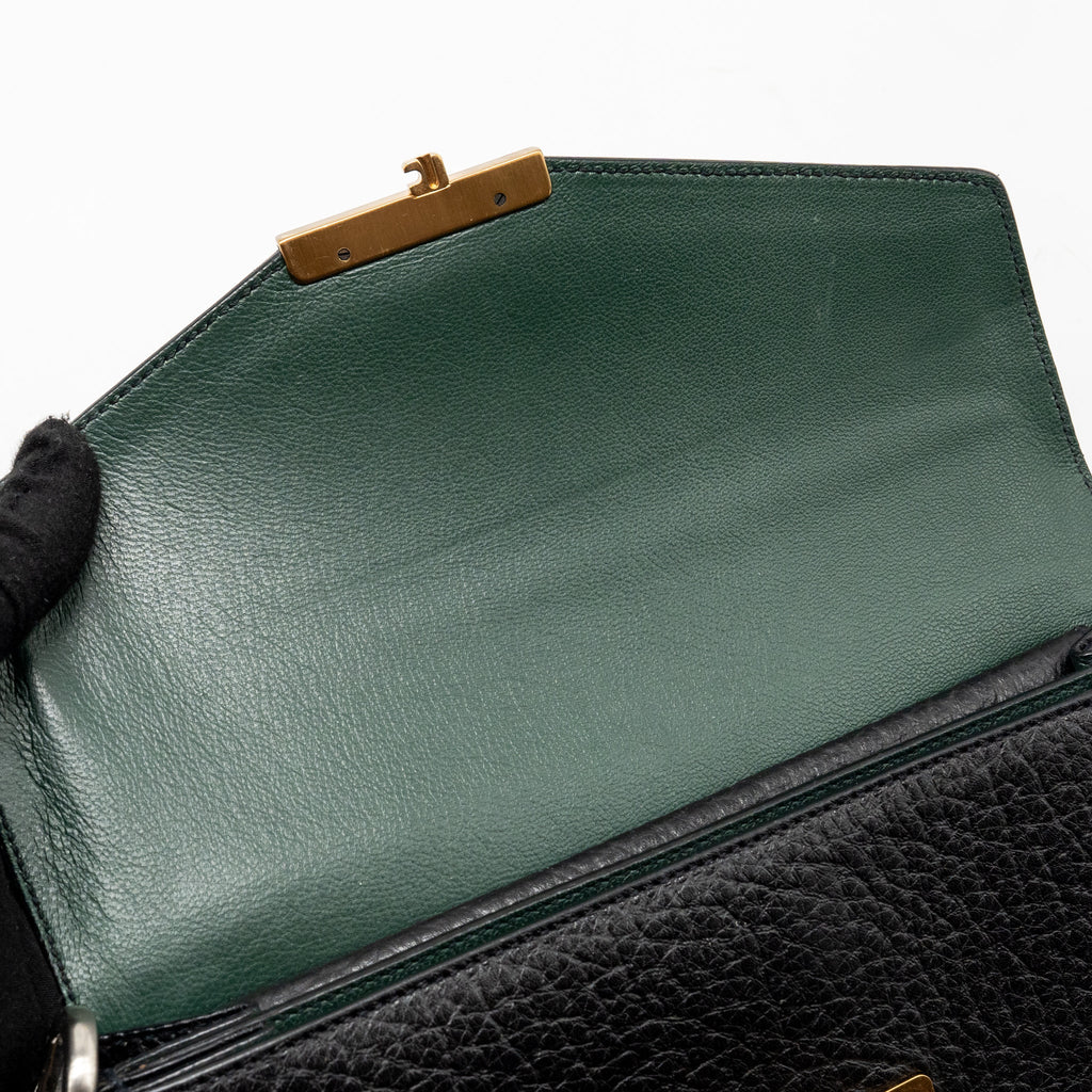 PRADA BERLINO SOUND BAG TWEED/CALFSKIN BLACK/BROWN/GREEN MULTICOLOUR HARDWARE