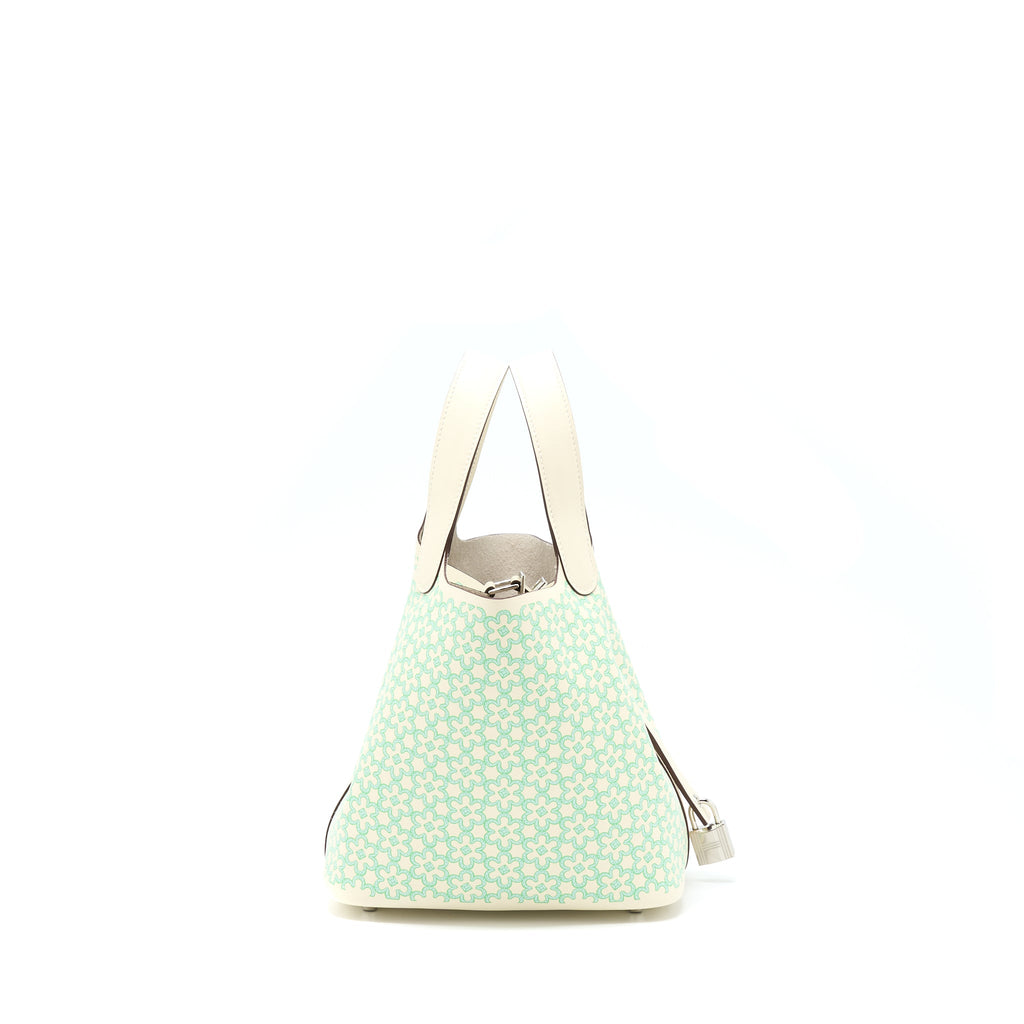 HERMES PICOTIN 18 LUCKY DAISY LOCK BAG SWIFT NATA/VERT/BLANC SHW