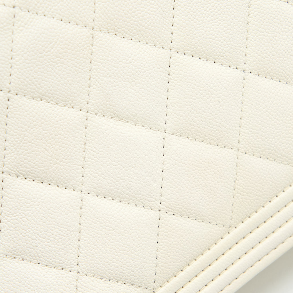 CHANEL BOY WALLET ON CHAIN CAVIAR WHITE LGHW