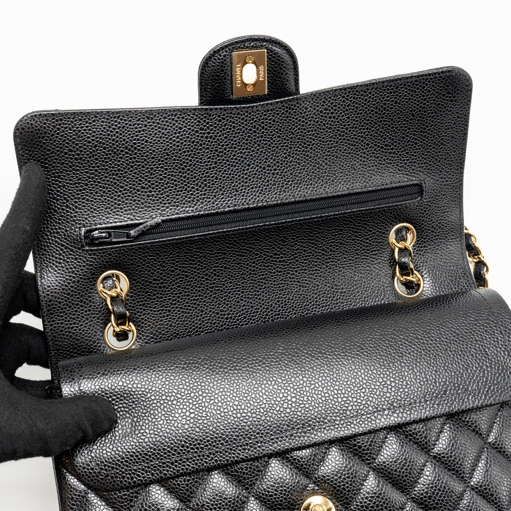 CHANEL MEDIUM CLASSIC DOUBLE FLAP BAG CAVIAR BLACK GHW