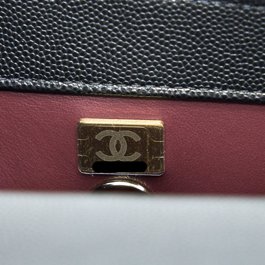 CHANEL SMALL COCO HANDLE CAVIAR BLACK LGHW (MICROCHIP)