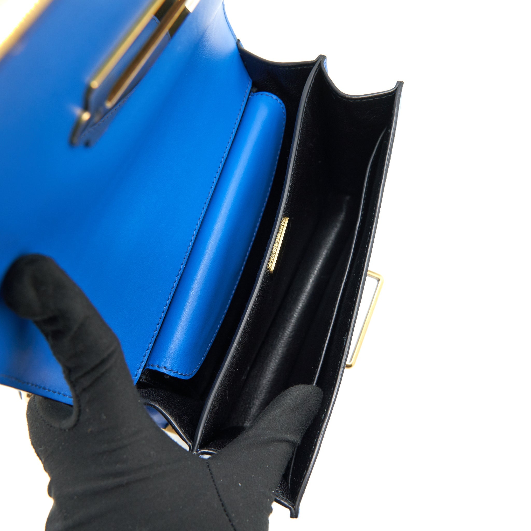 PRADA LEATHER CASHIER BAG MAREA/NERO GHW