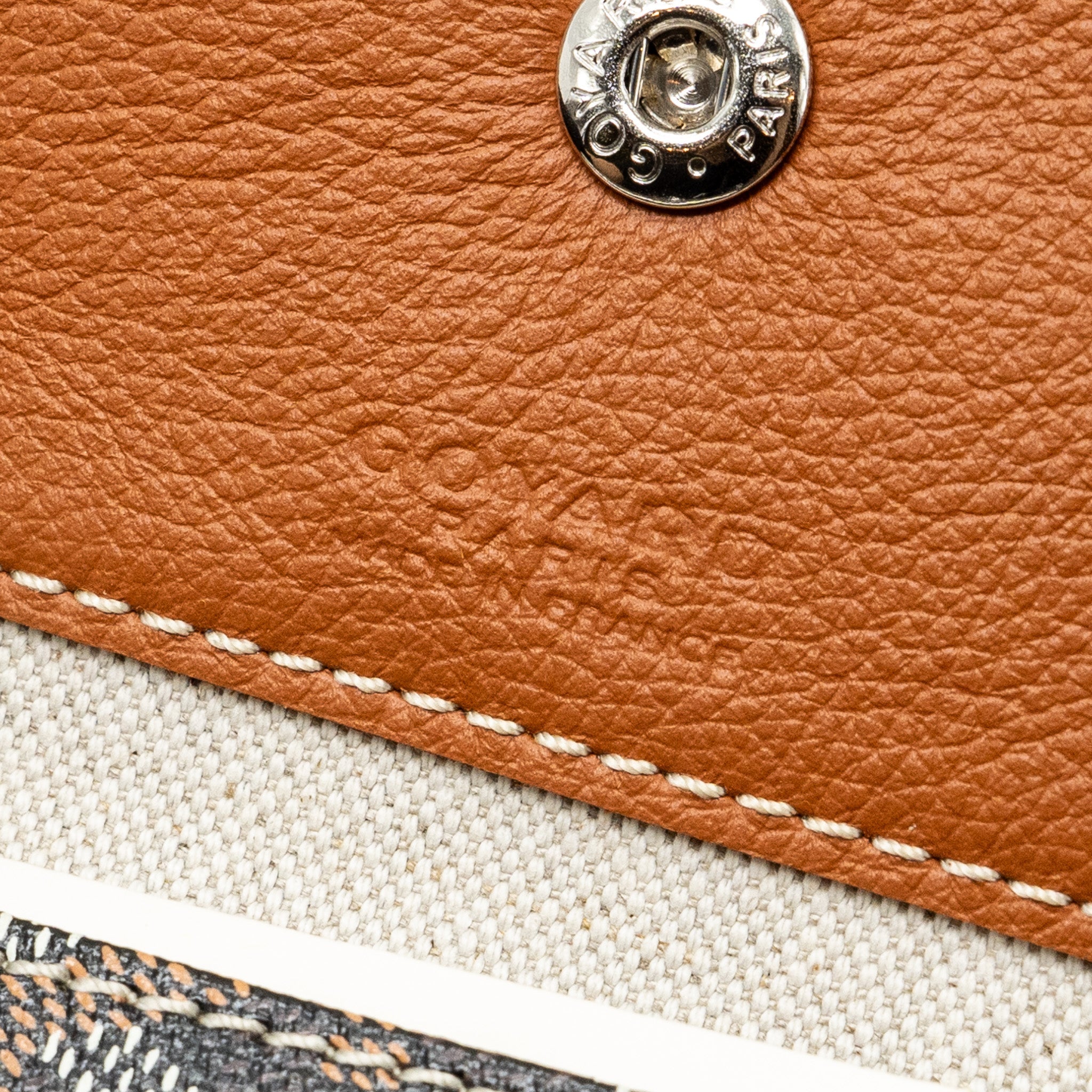 GOYARD SAINT LOUIS PM TOTE BAG GOYARDLINE CANVAS / CALFSKIN BROWN SHW
