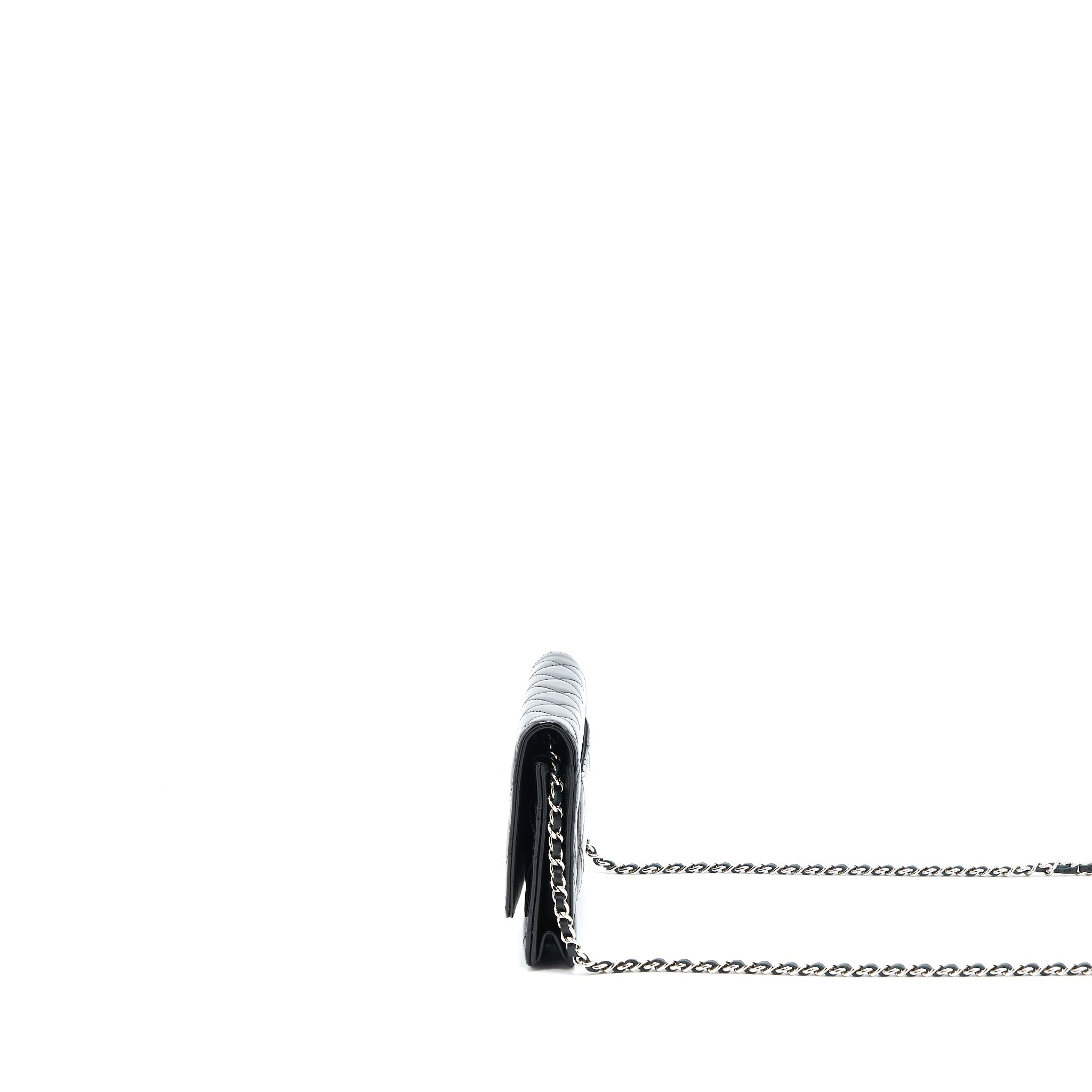 CHANEL CLASSIC WALLET ON CHAIN PATENT BLACK SHW