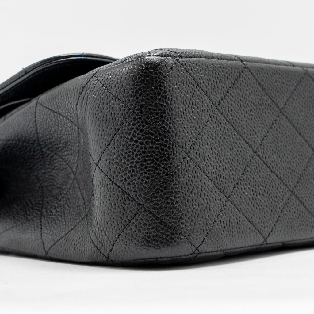 CHANEL JUMBO CLASSIC DOUBLE FLAP BAG CAVIAR BLACK SHW