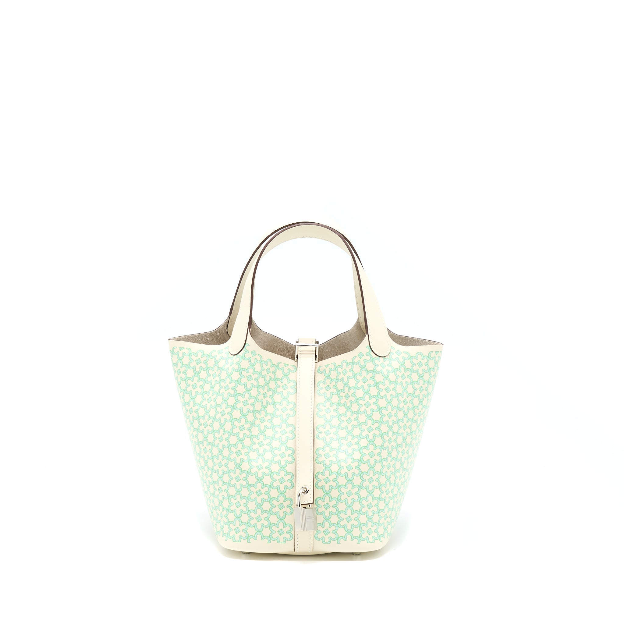 HERMES PICOTIN 18 LUCKY DAISY LOCK BAG SWIFT NATA/VERT/BLANC SHW