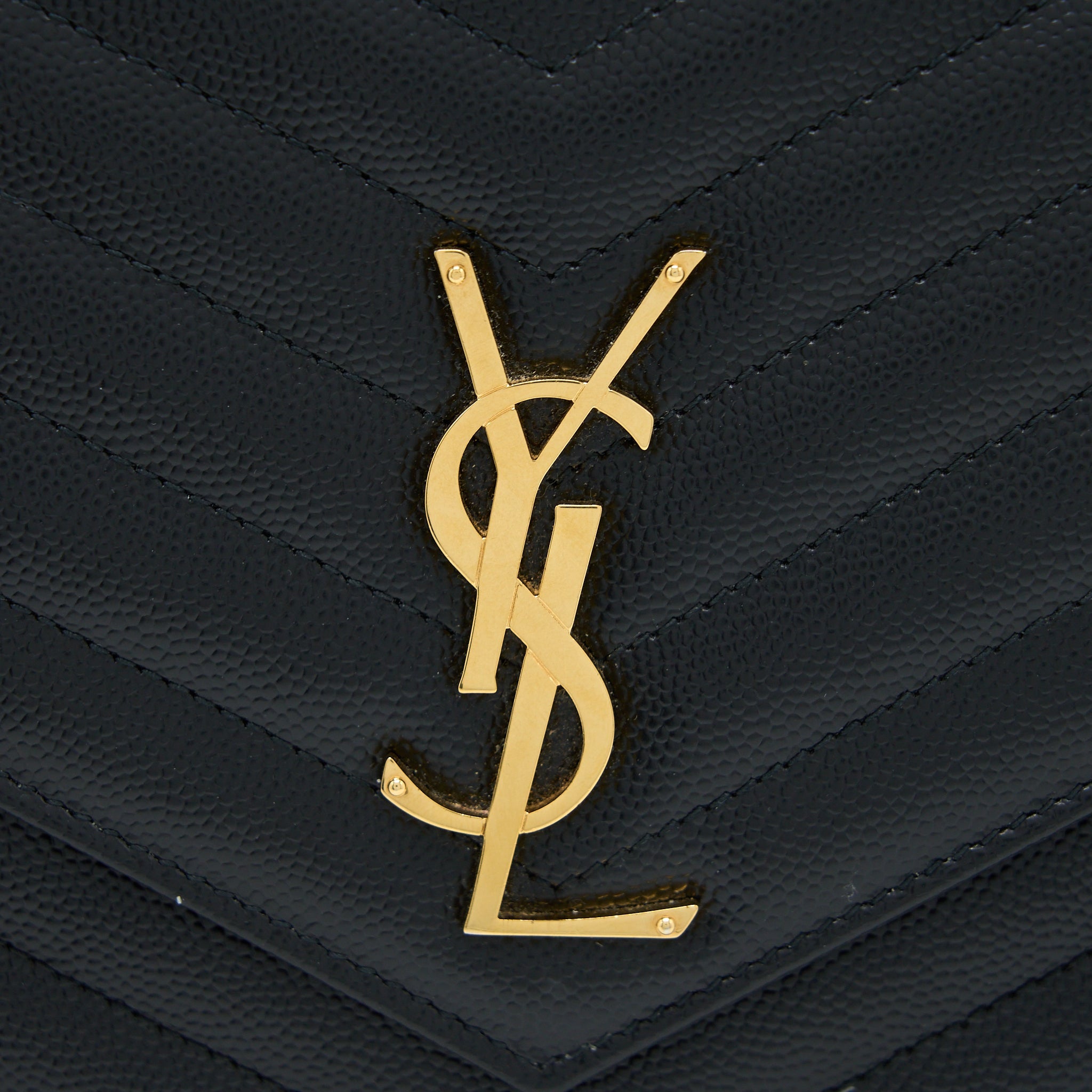 SAINT LAURENT/YSL ENVELOP CLUTCH GRAINED CALFSKIN BLACK GHW