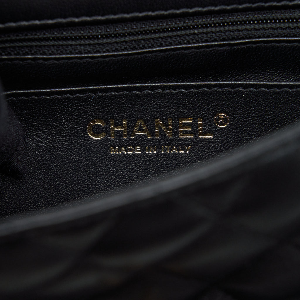 CHANEL MINI SQUARE FLAP BAG LAMBSKIN BLACK LGHW